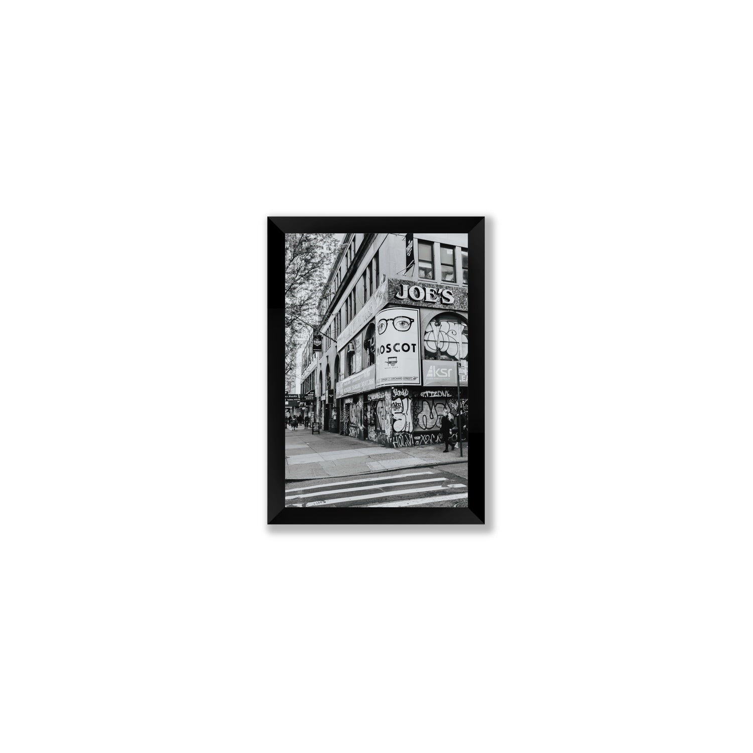 Lower East Side Murals New York NYC Black & White wall art Small full-bleed fine art print in black frame