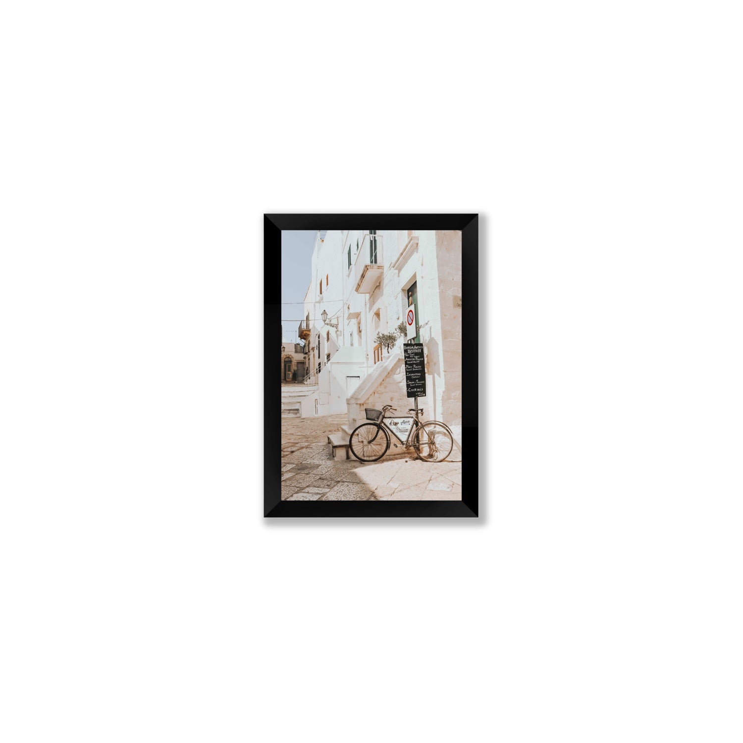 La Bicicletta Puglia Ostuni wall art Small full-bleed fine art print in black frame