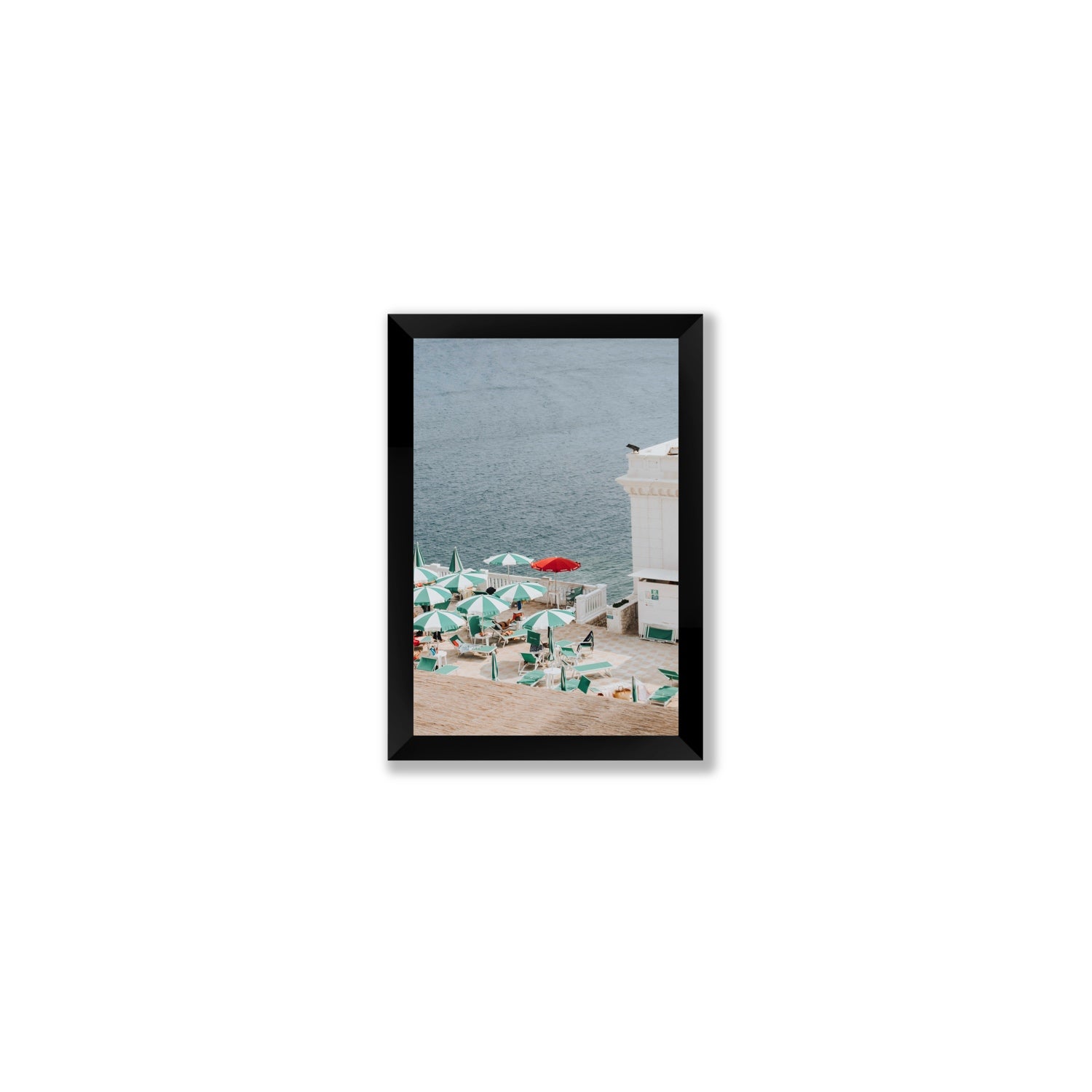 Lido Italiano Puglia beach Italian wall art Small full-bleed fine art print in black frame