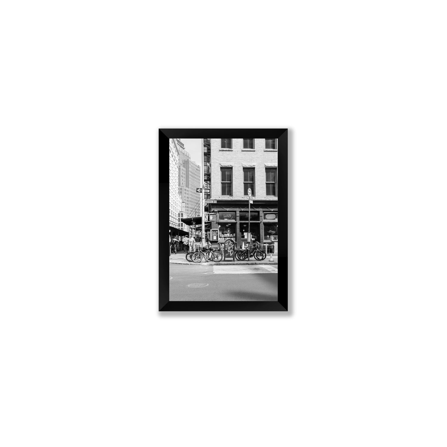 Bites Of The Big Apple New York NYC Black & White wall art Small full-bleed fine art print in black frame