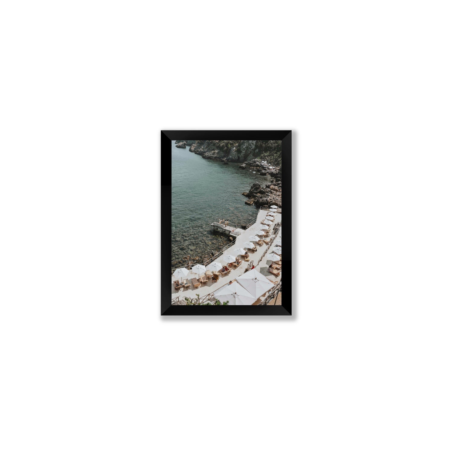Pier Perspectives Tuscany coastal Italian wall art Small full-bleed fine art print in black frame