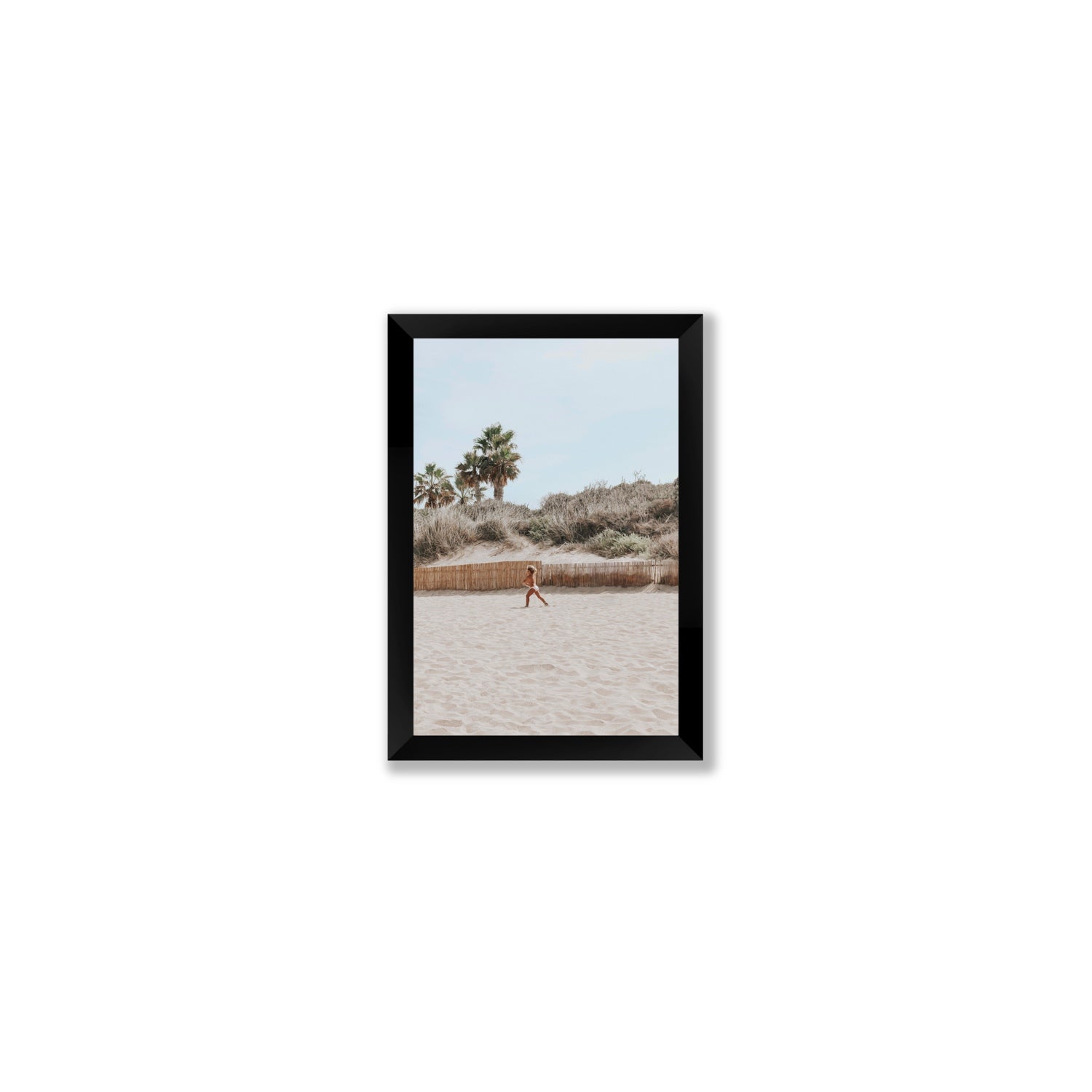 Joyful Sprint Puglia beach coastal fine art print Small full-bleed fine art print in black frame