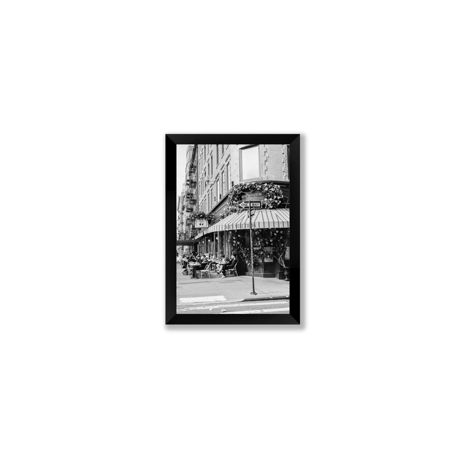 Freda's Feast New York NYC Black & White wall art Small full-bleed fine art print in black frame
