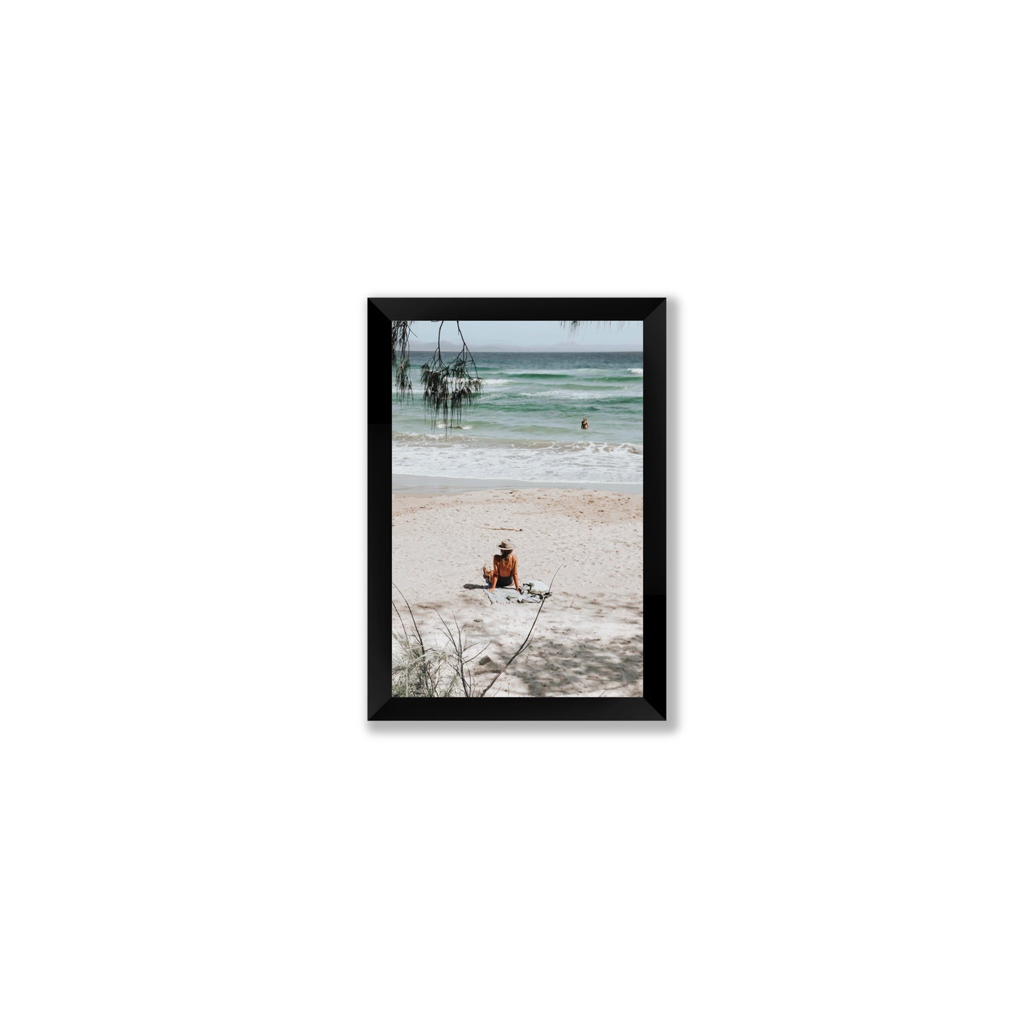 Take It Easy Byron Bay beach coastal decor wall art Small full-bleed fine art print in black frame