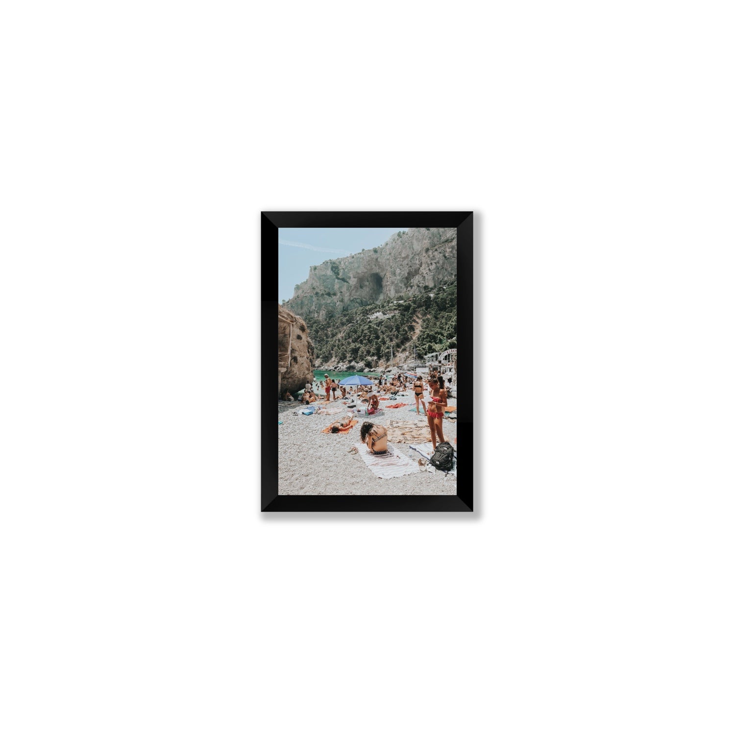 Marina Piccola Capri Mediterranean wall art Small full-bleed fine art print in black frame