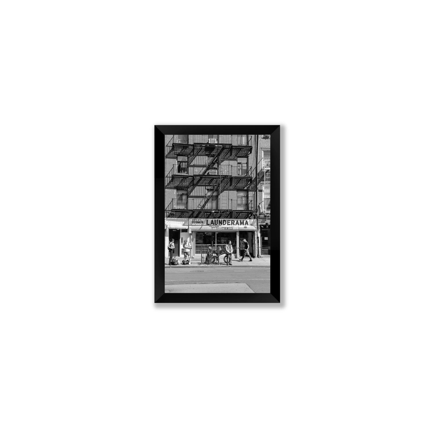 Bus Stop New York NYC Black & White wall art Small full-bleed fine art print in black frame