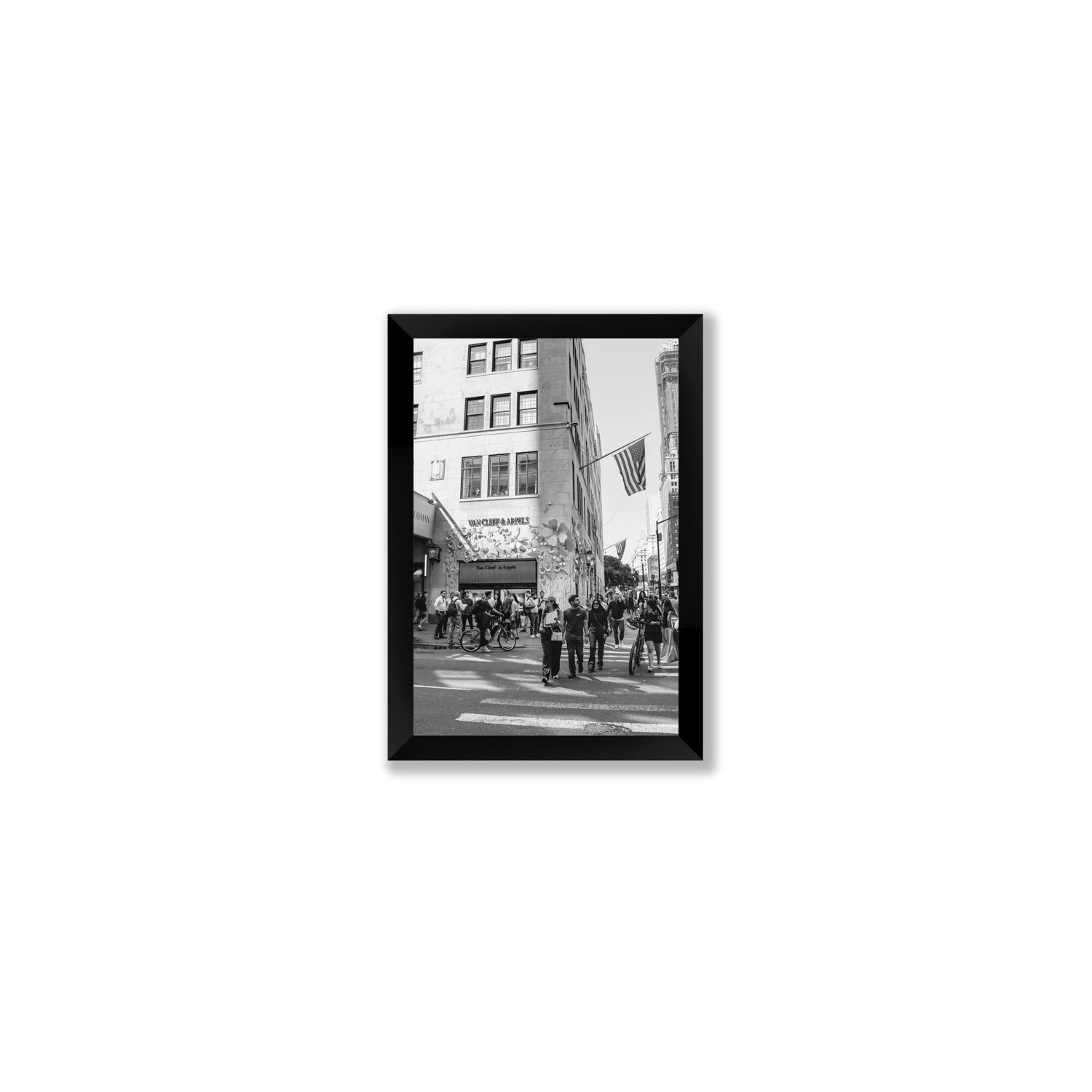 Sidewalk Shuffle New York NYC Black & White wall art Small full-bleed fine art print in black frame