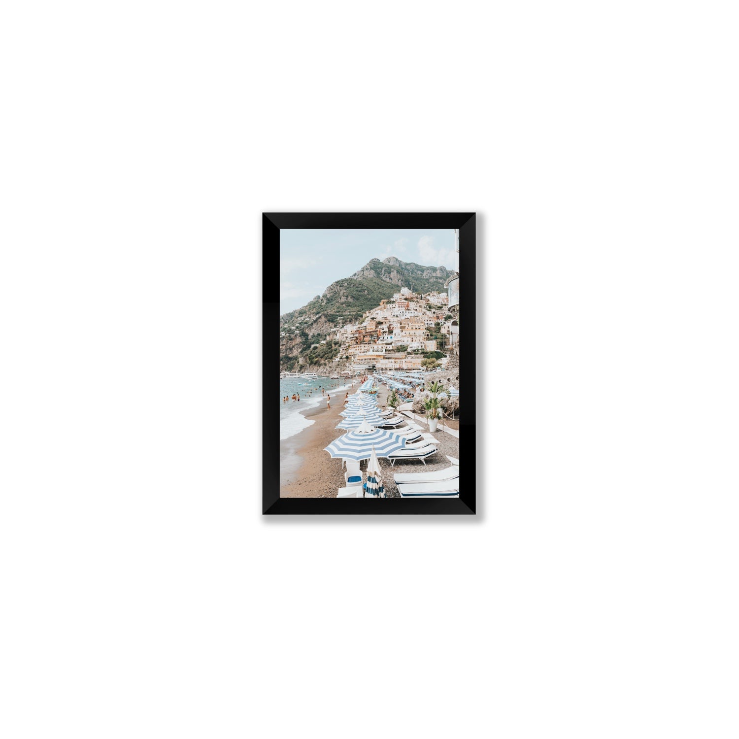 The Cliffside Village fine art print, Positano, Italy, Small, Black Frame · Full Bleed, Fine Art Print