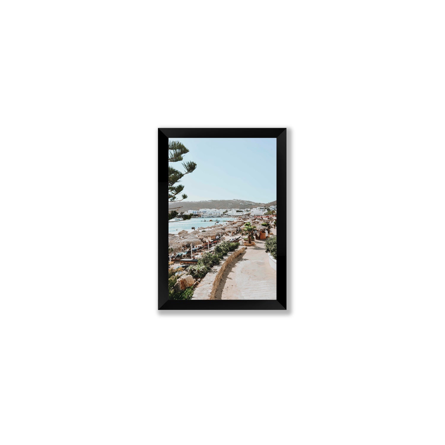 All Roads Lead To The Beach Mykonos Greek island wall art Small full-bleed fine art print in black frame