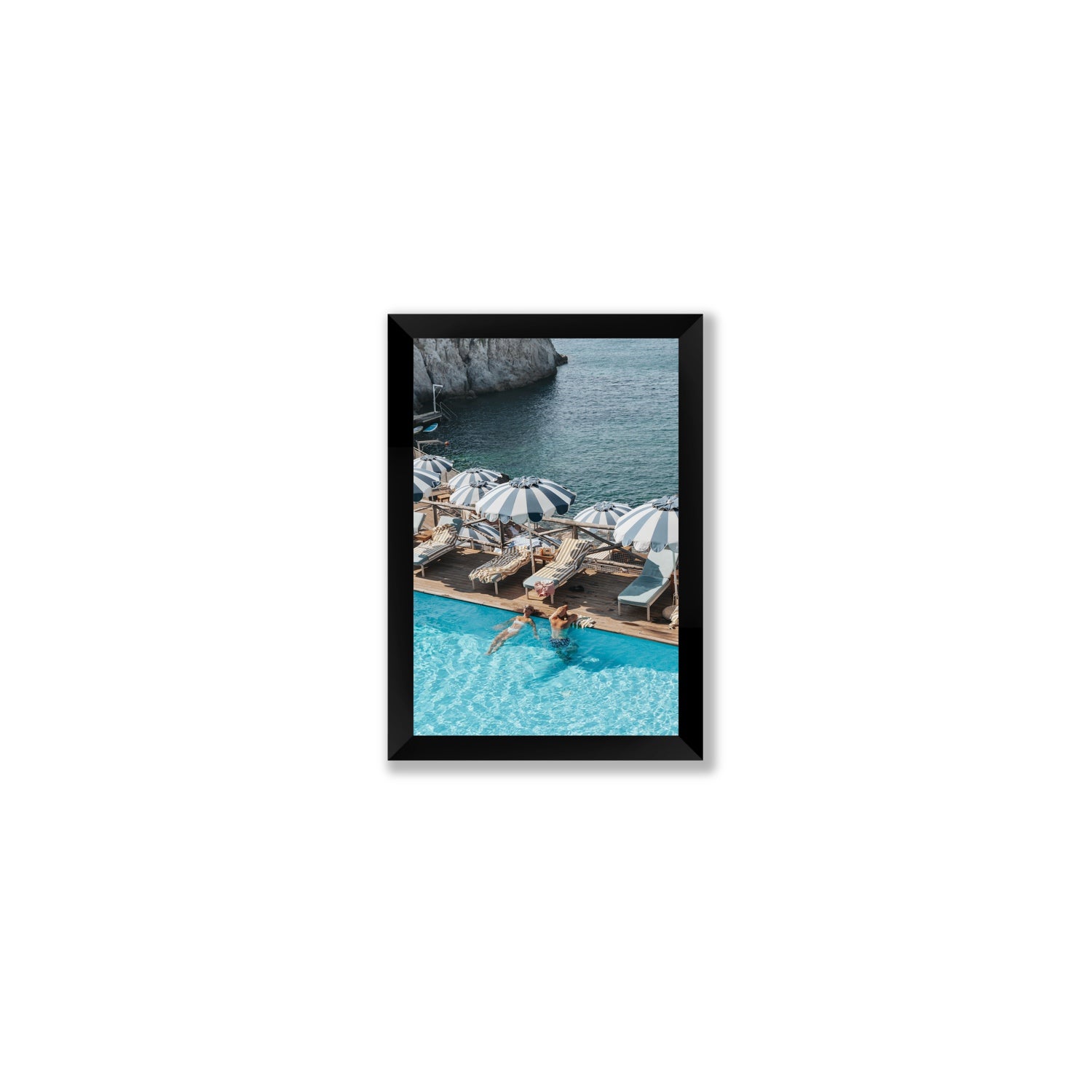 I'm Busy Ischia Italian coastal Mediterranean wall art Small full-bleed fine art print in black frame