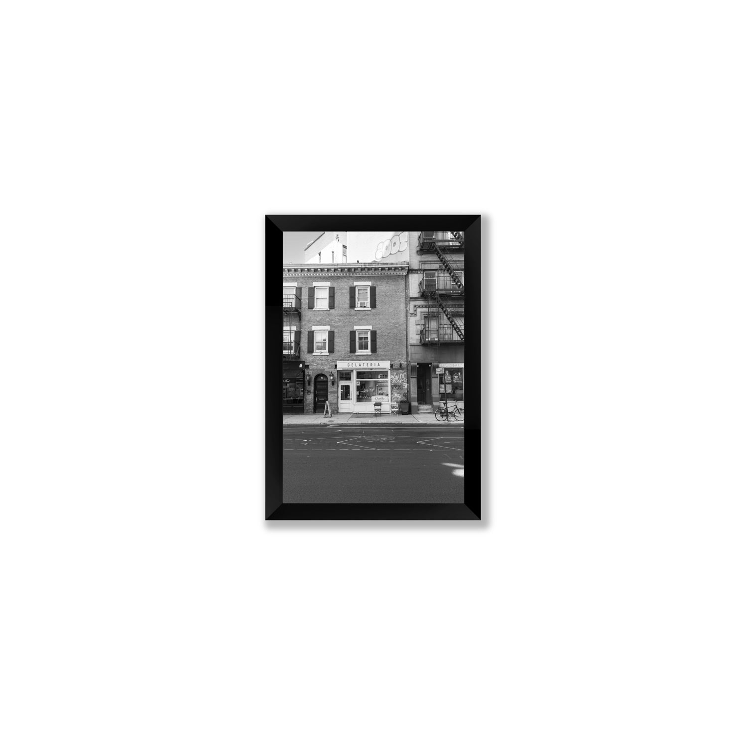 Gelateria New York NYC Black & White wall art Small full-bleed fine art print in black frame