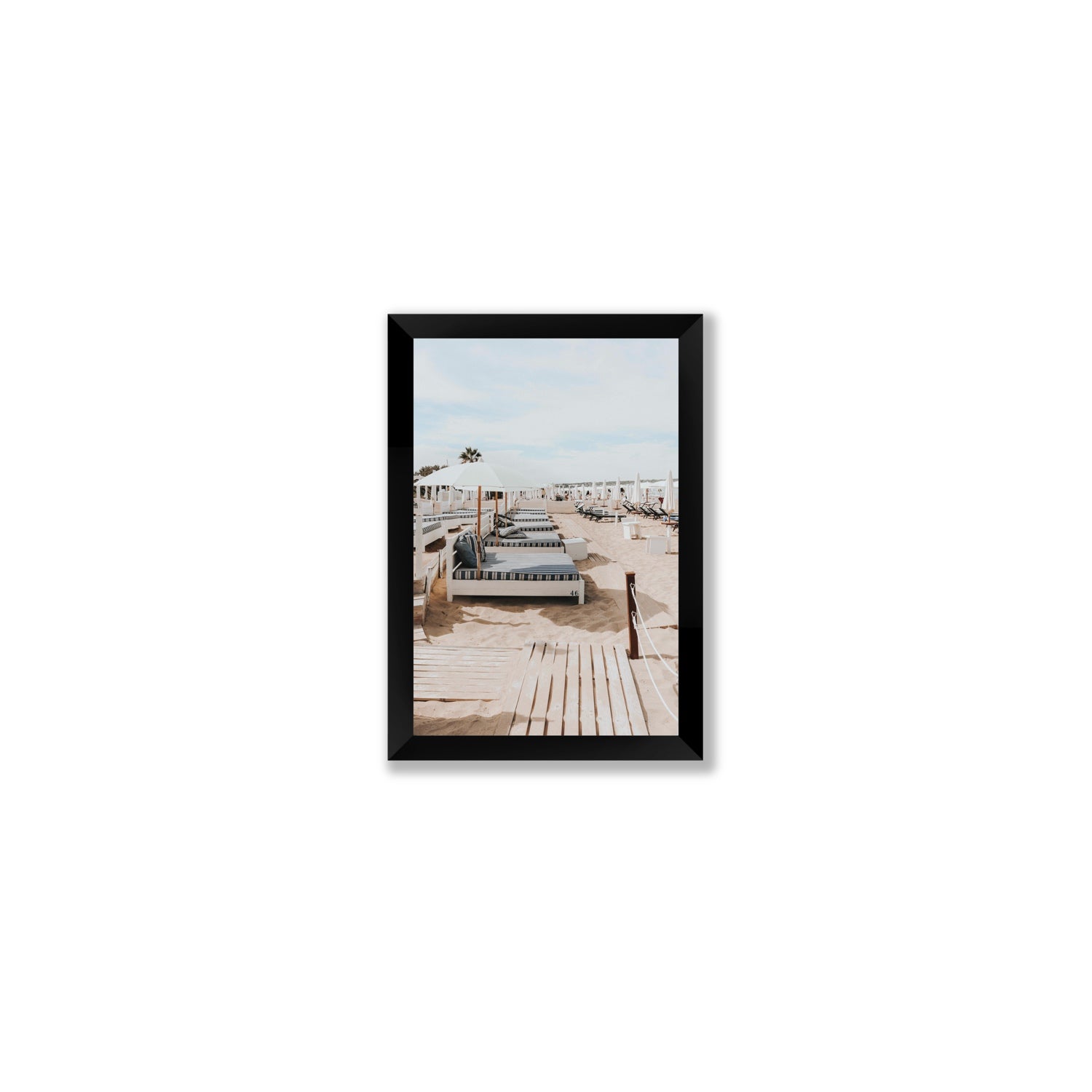 Coastal Repose Puglia beach Mediterranean fine art print Small full-bleed fine art print in black frame