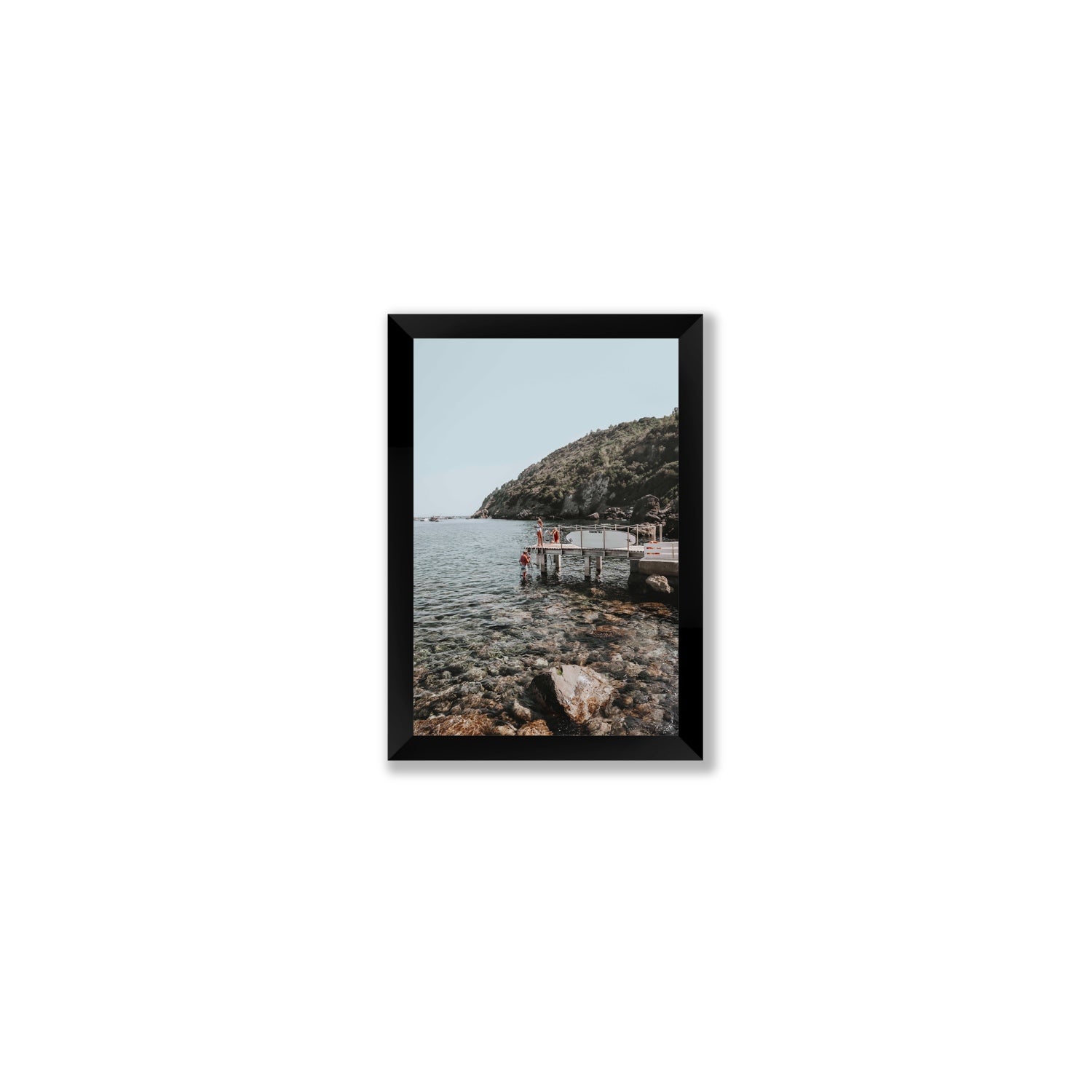 Tidal Explorers Tuscany coastal Italian wall art Small full-bleed fine art print in black frame