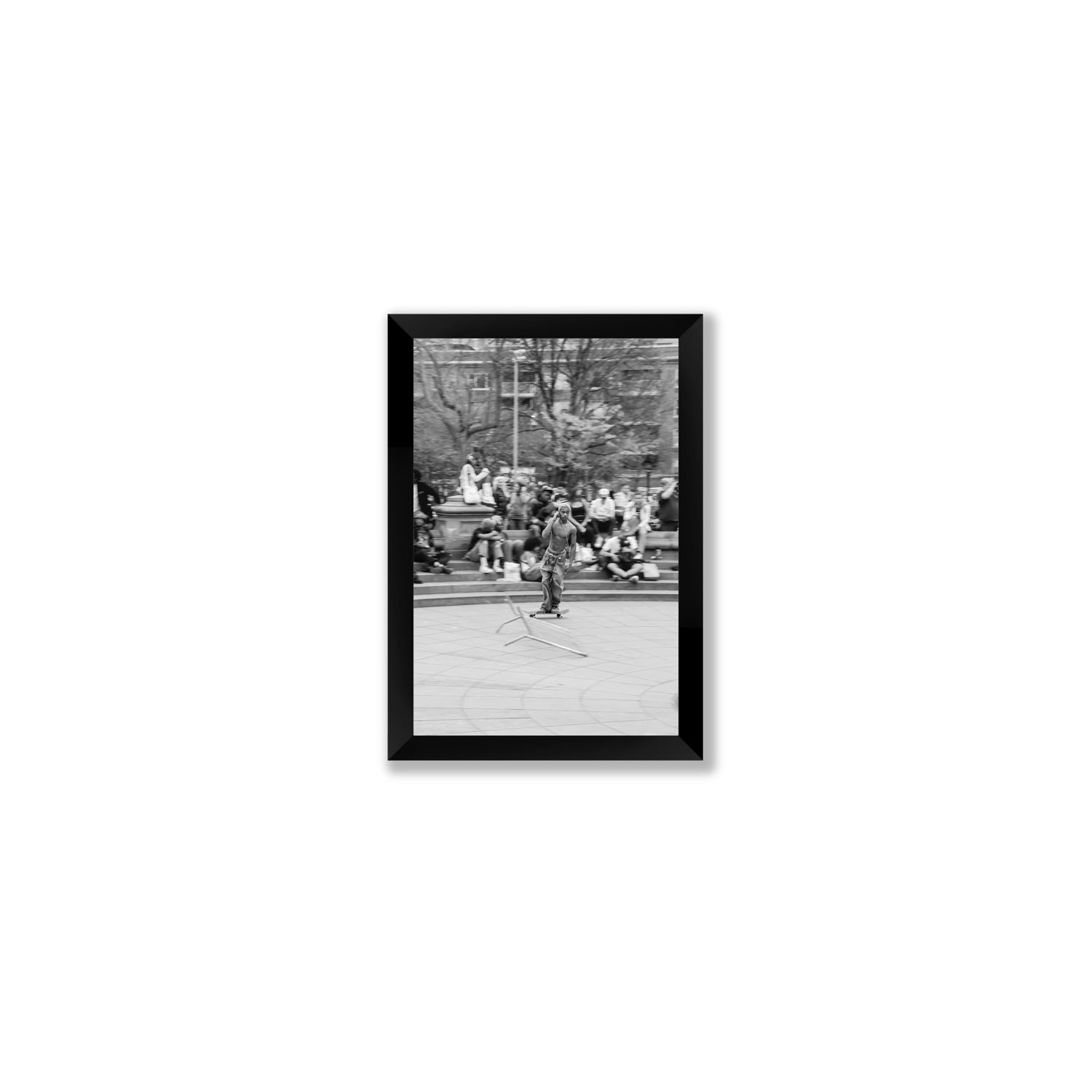 Skate Park Serenade New York NYC Black & White wall art Small full-bleed fine art print in black frame