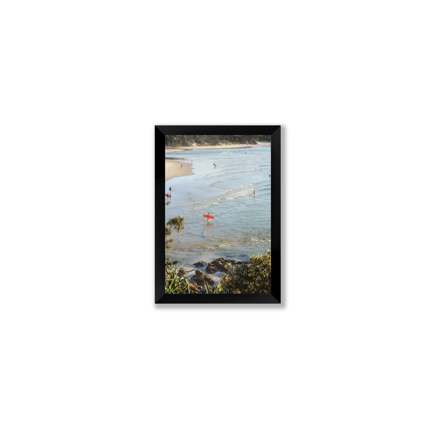 Seclusion Byron Bay Surf coastal wall art Small full-bleed fine art print in black frame