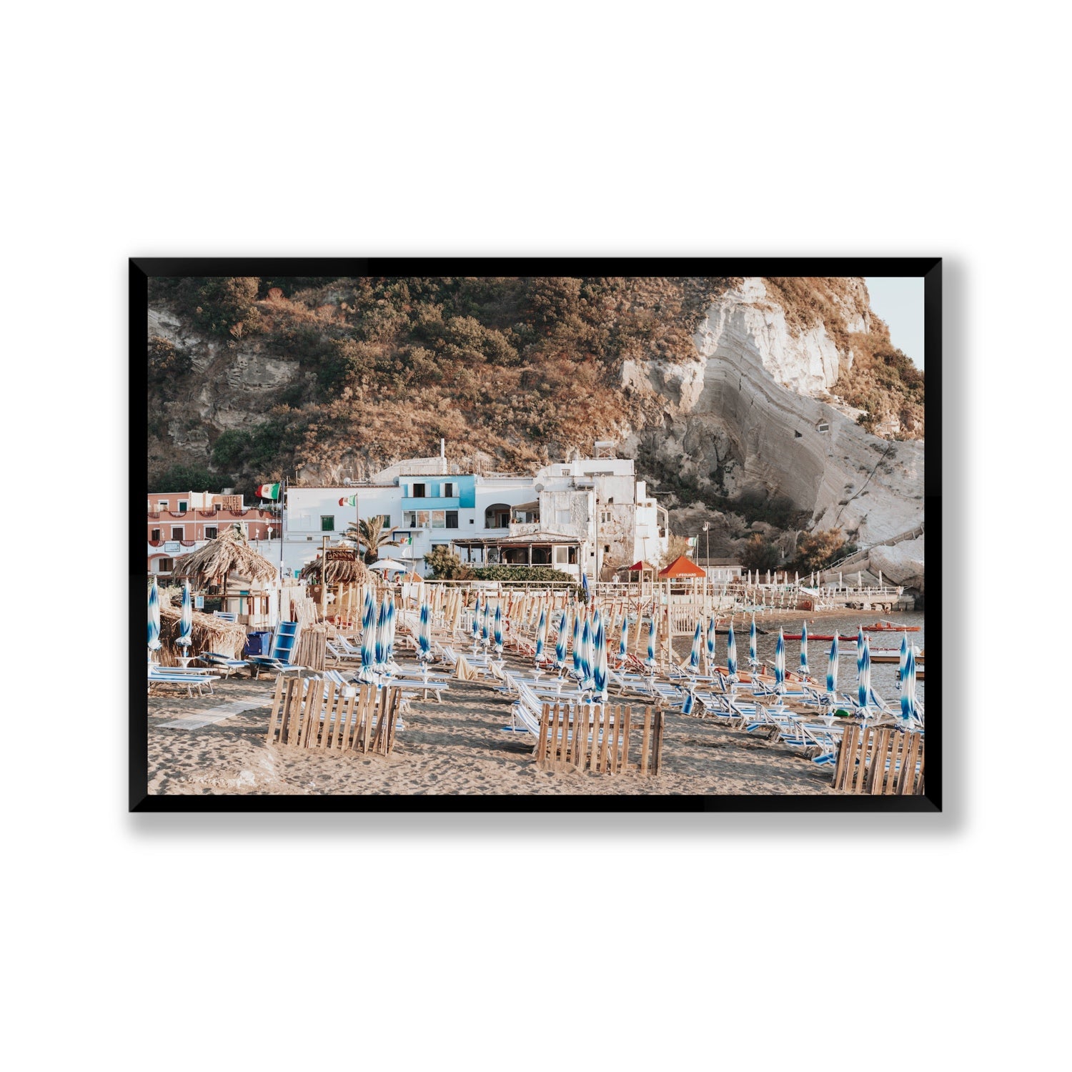 Sant' Angelo Ischia Italian coastal wall art Gallery full-bleed fine art print in black frame