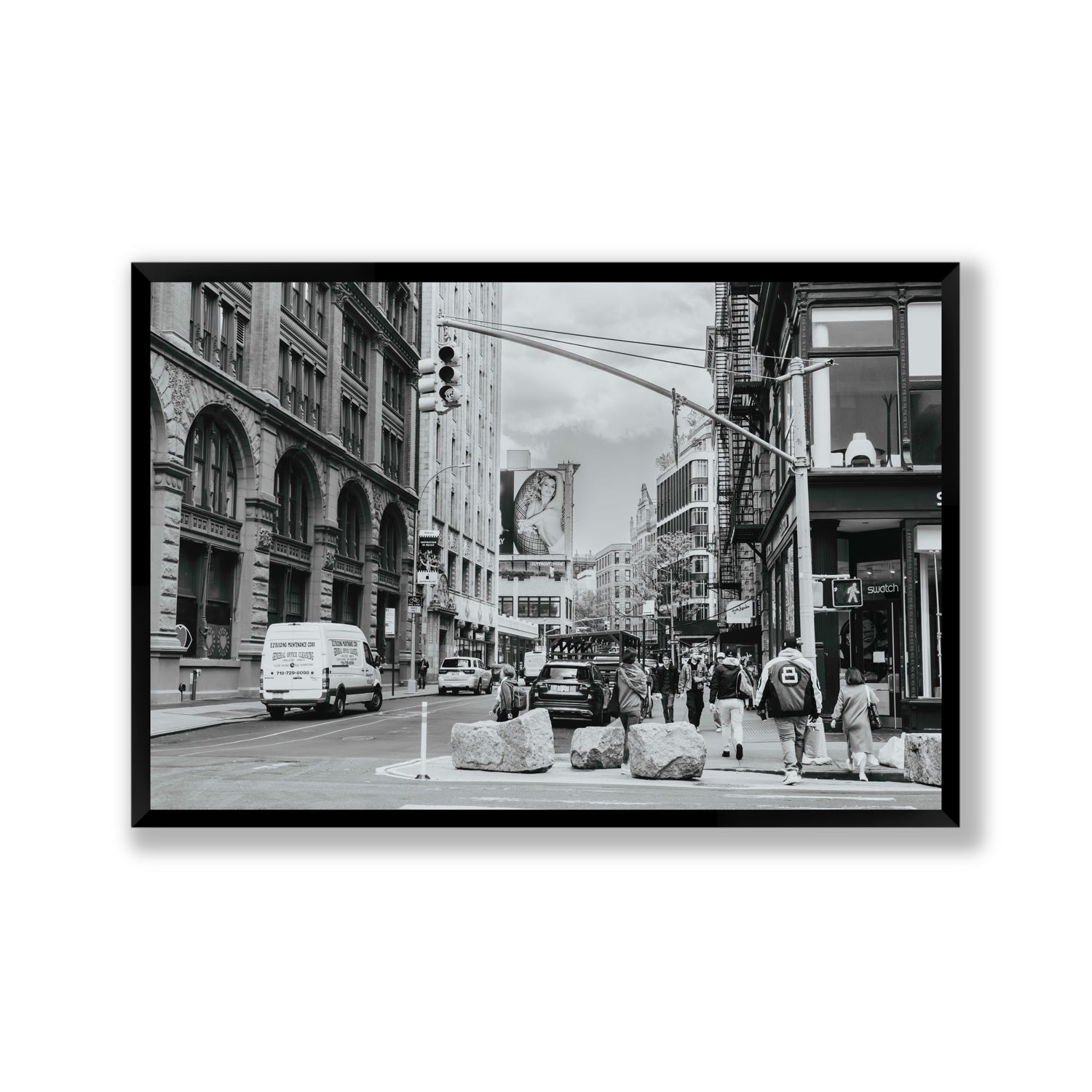 Inkwell Metropolis New York NYC Black & White wall art Gallery full-bleed fine art print in black frame
