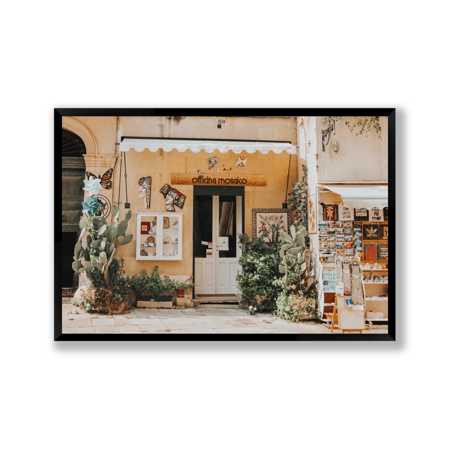 Mosaic Workshop Puglia Italian wall art Gallery full-bleed fine art print in black frame