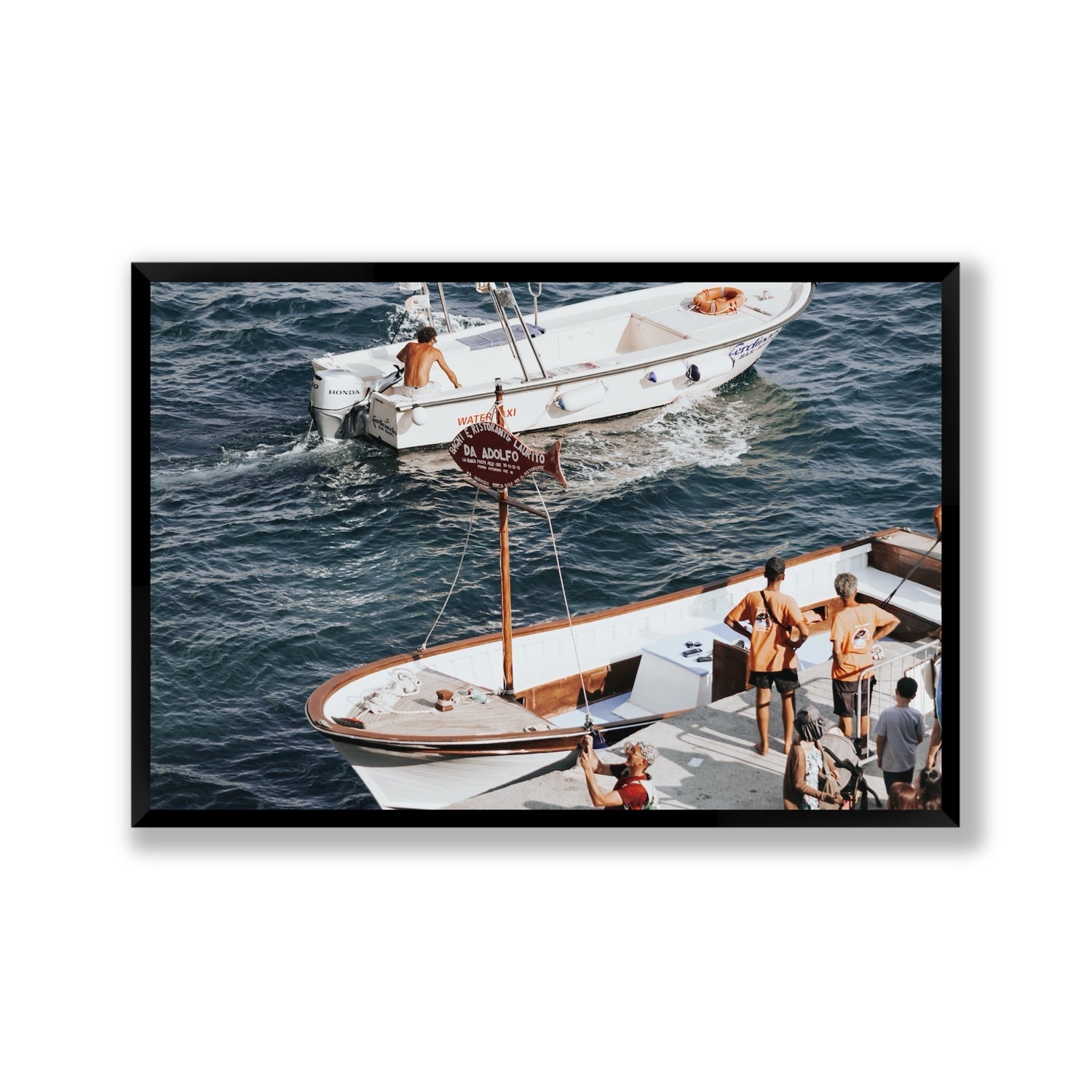 Water Taxi Positano wall art Gallery full-bleed fine art print in black frame