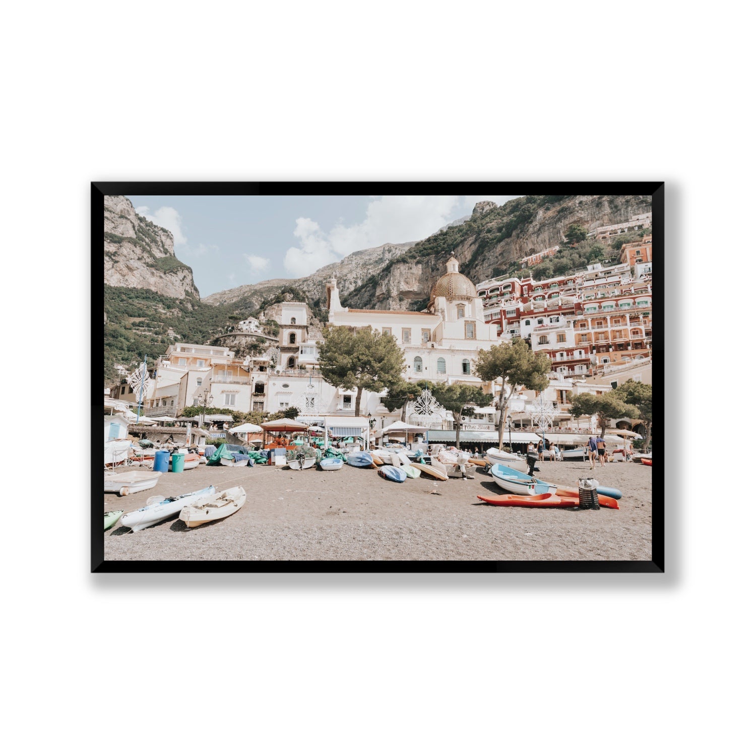 Pastel Paradise fine art print, Positano, Italy, Gallery, Black Frame · Full Bleed, Fine Art Print