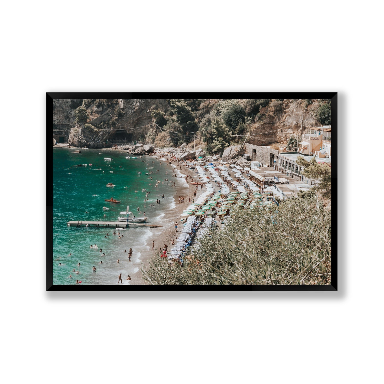 Fornillo Beach fine art print, Positano, Italy, Gallery, Black Frame · Full Bleed, Fine Art Print