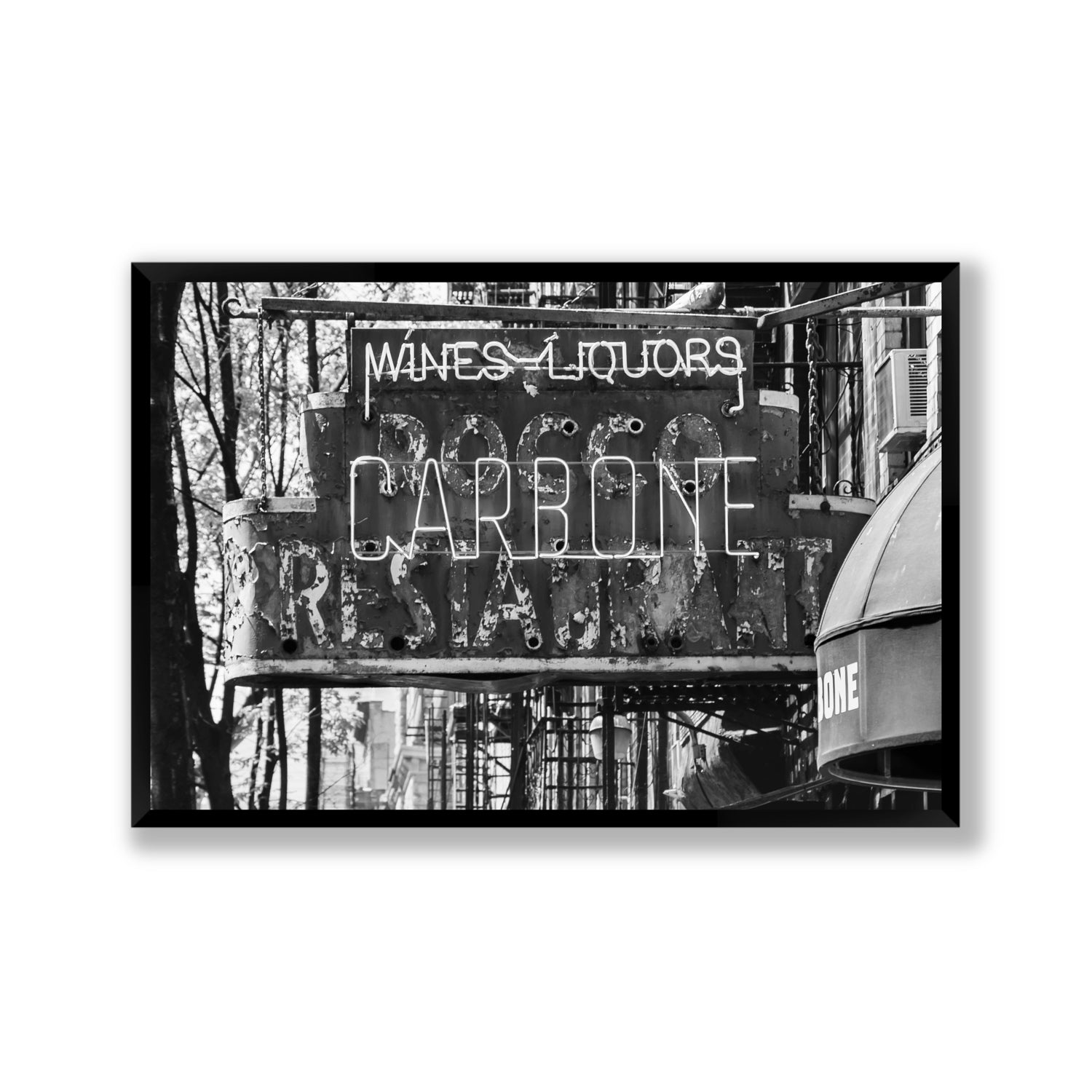 Thompson Street New York NYC Black & White wall art Gallery full-bleed fine art print in black frame