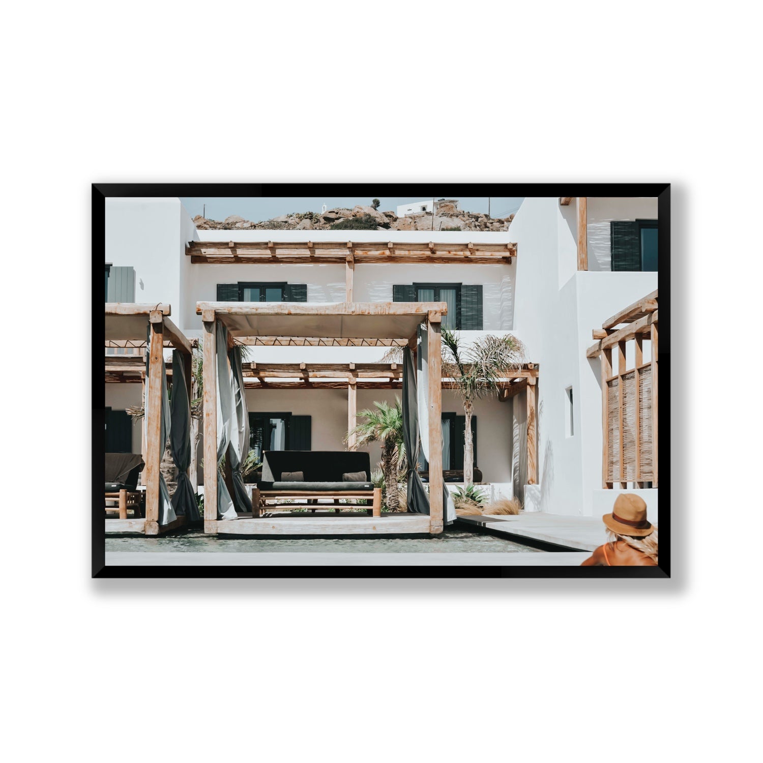 Dream Villa fine art print, Mykonos, Greece, Gallery, Black Frame · Full Bleed, Fine Art Print