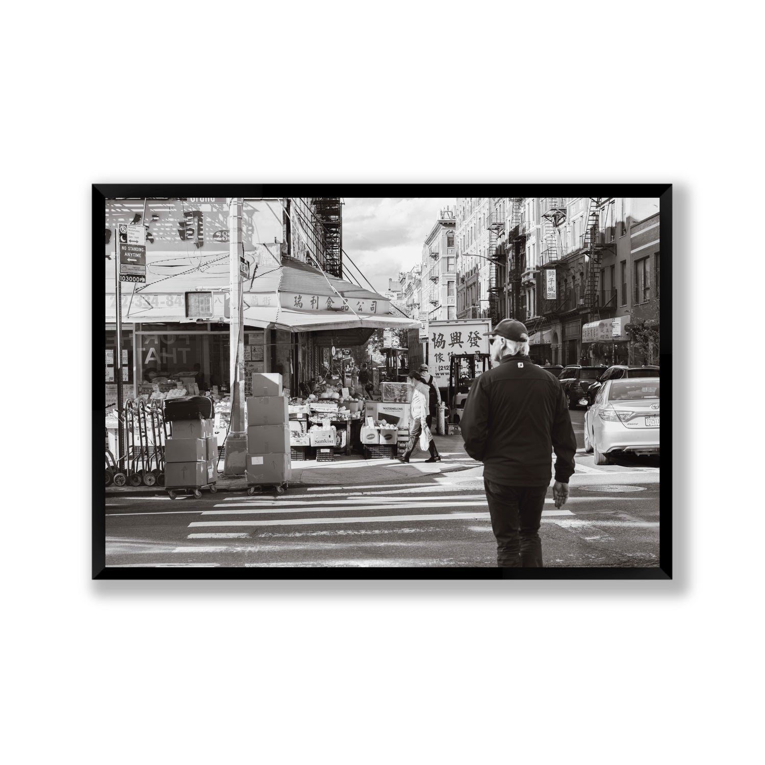 Chinatown New York NYC Street wall art Gallery full-bleed fine art print in black frame