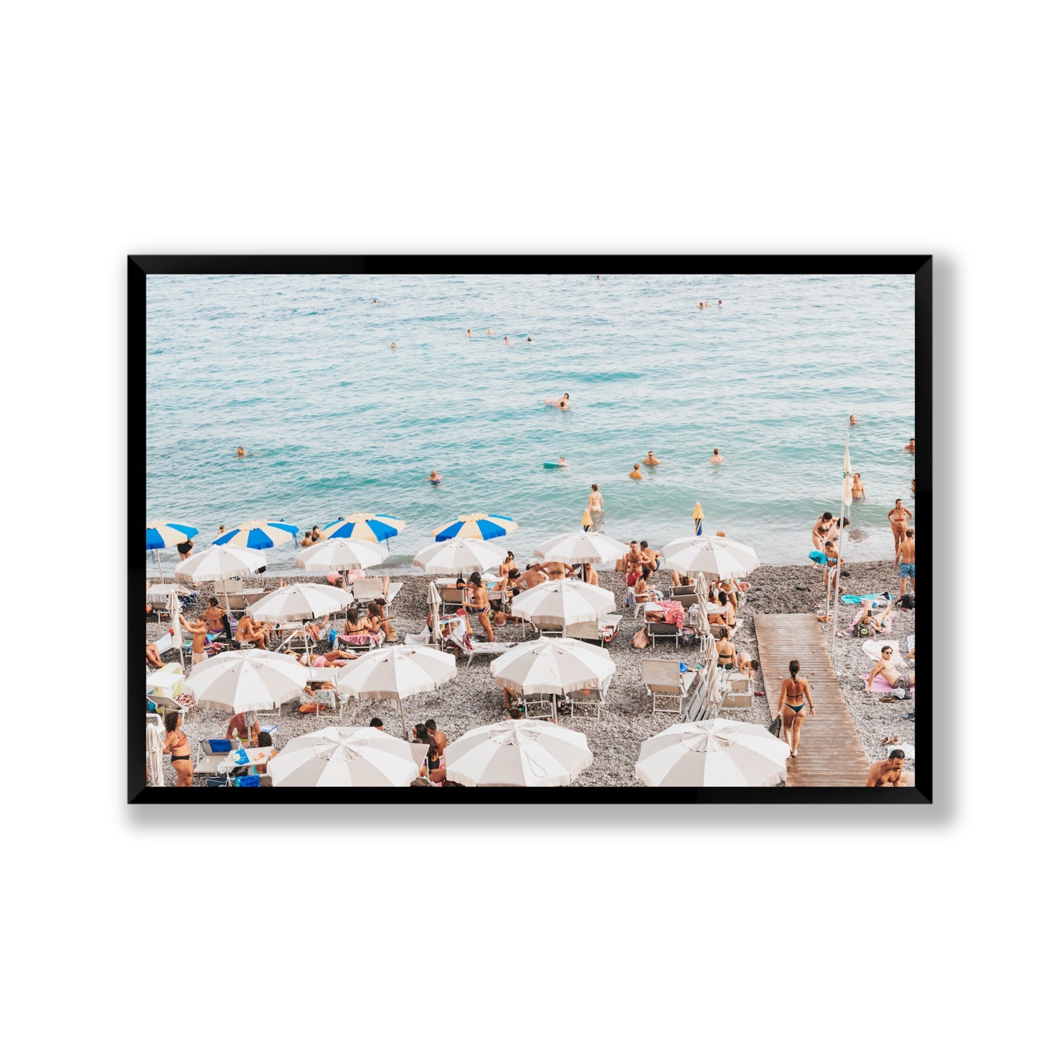 Dreamscape Amalfi Italian beach wall art Gallery full-bleed fine art print in black frame