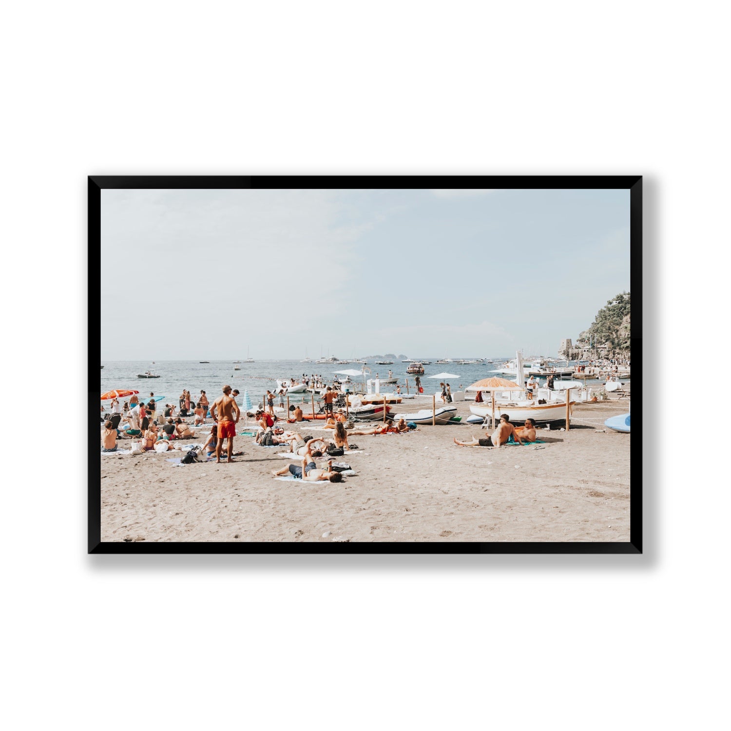 Beachy Vibes fine art print, Positano, Italy, Gallery, Black Frame · Full Bleed, Fine Art Print