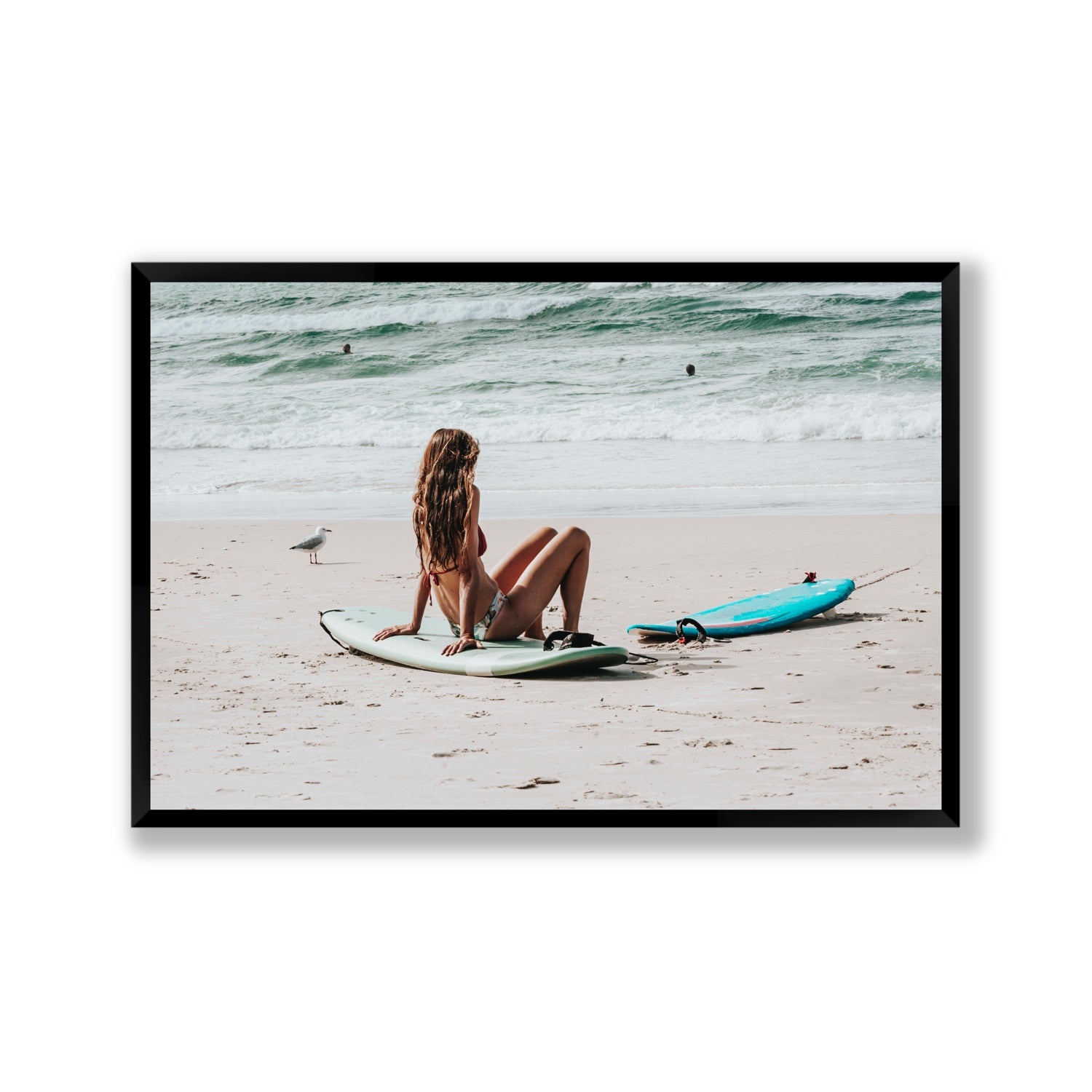 Ciao Bella Byron Bay Surf coastal wall art Gallery full-bleed fine art print in black frame