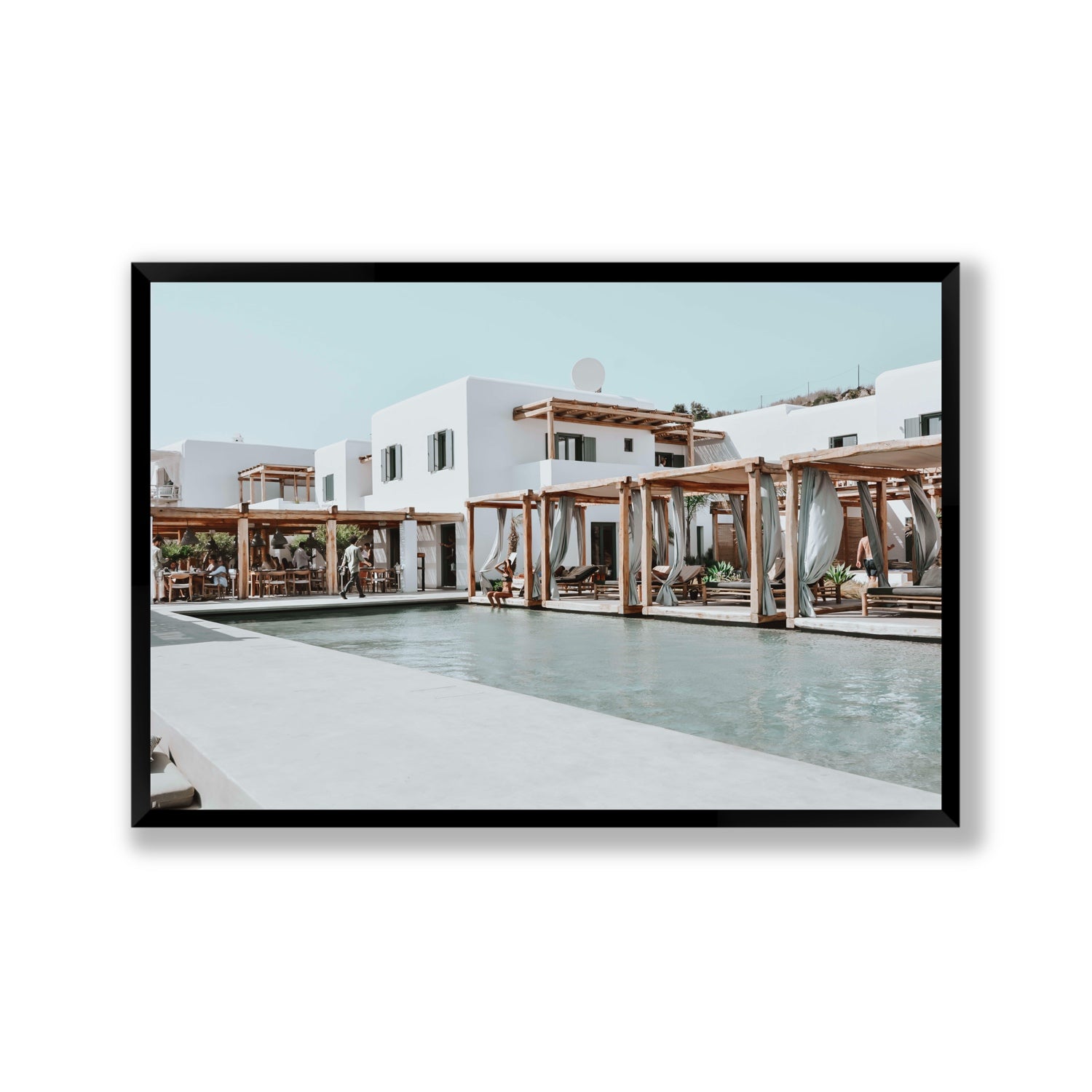 Polytelís Mykonos Greek island wall art Gallery full-bleed fine art print in black frame