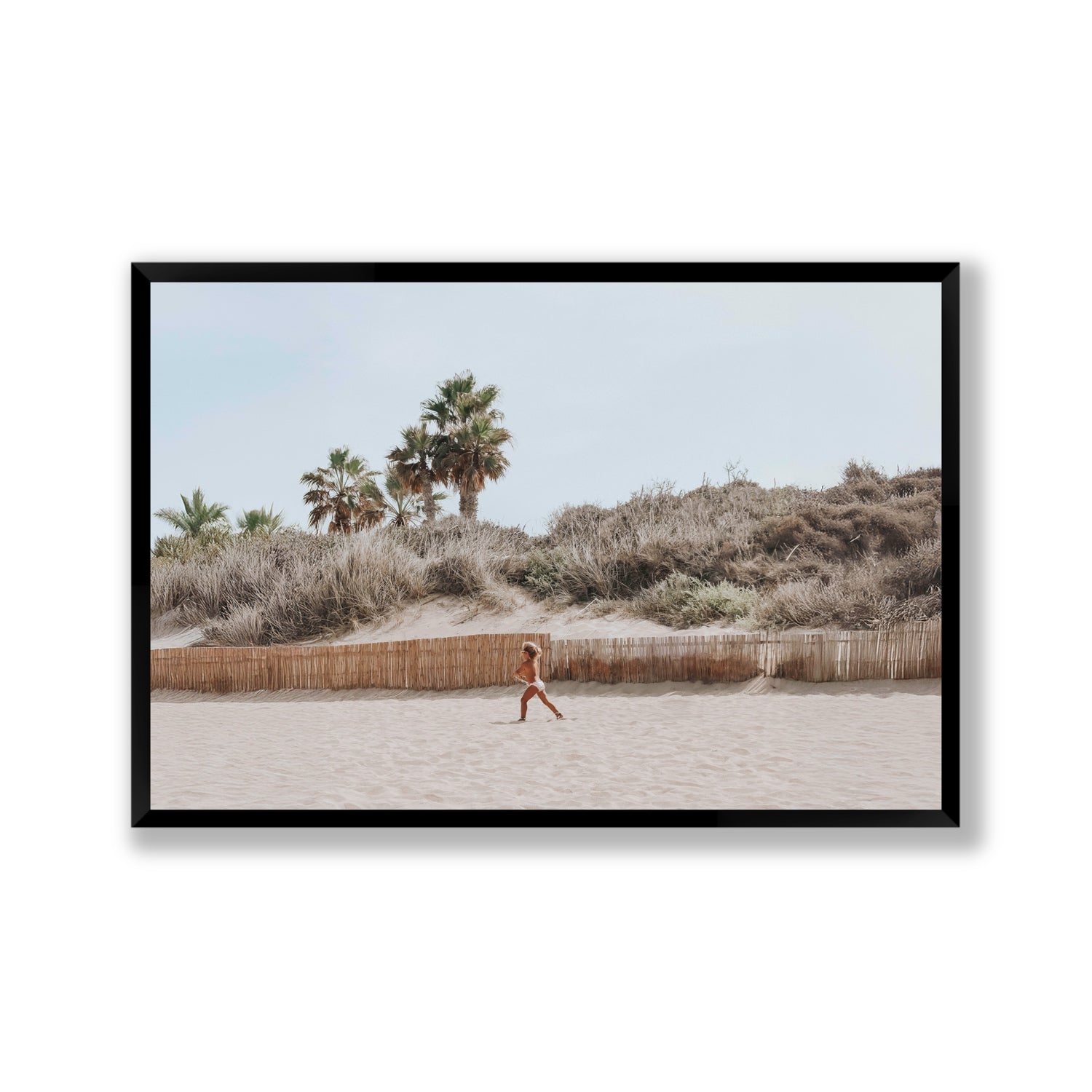 Ragazza Da Spiaggia Puglia beach Italian fine art print Gallery full-bleed fine art print in black frame