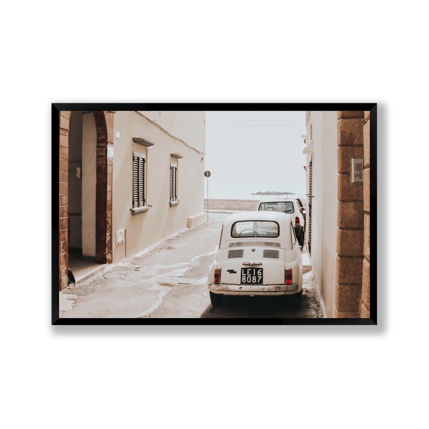 Bambini Lane Puglia Italian wall art Gallery full-bleed fine art print in black frame