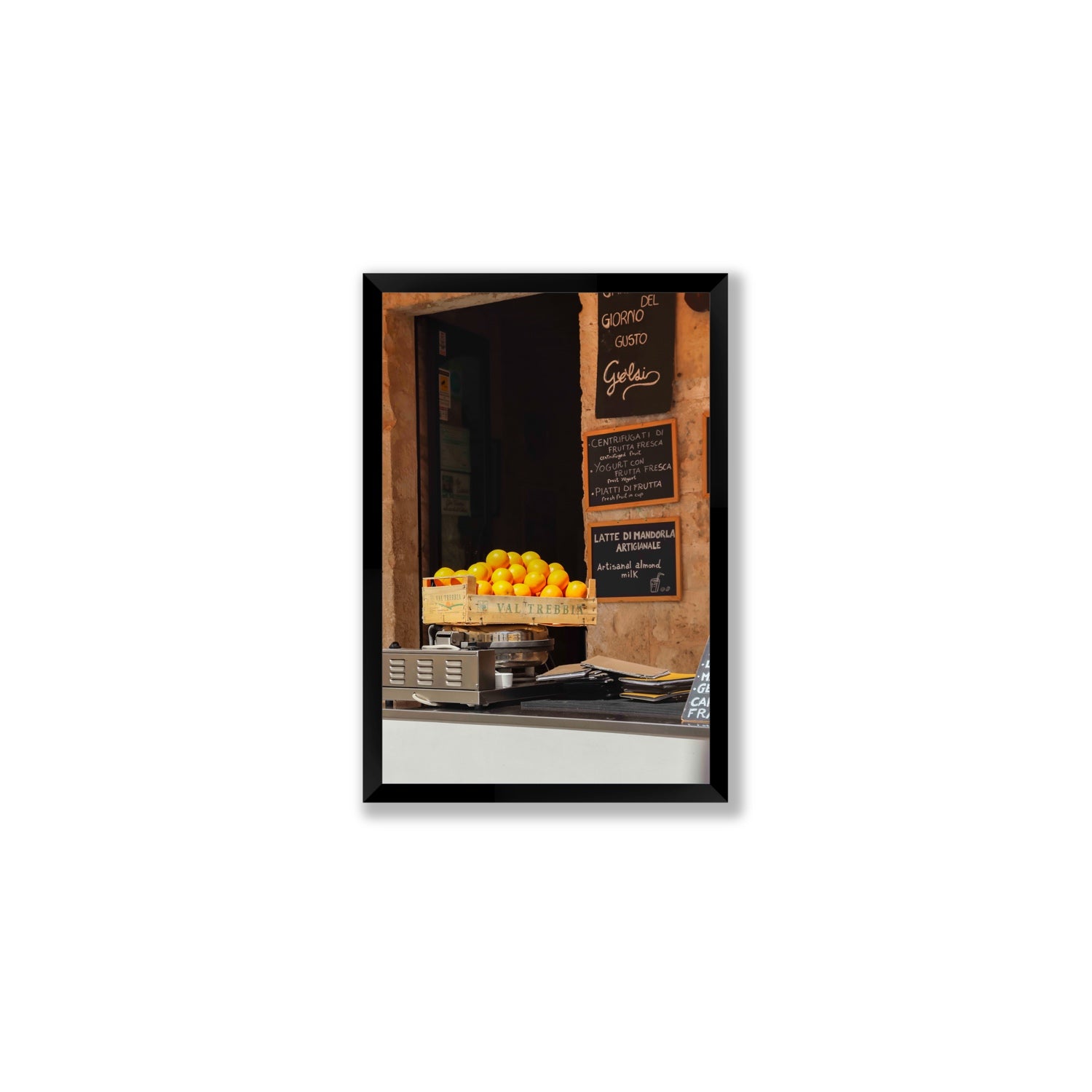 Luminous Citrus Puglia Ostuni Italian wall art Medium full-bleed fine art print in black frame