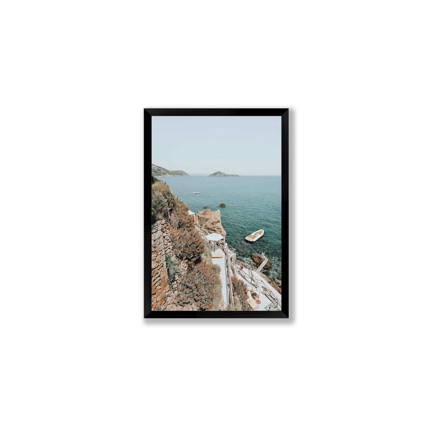 Front Row Seat Tuscany coastal wall art Medium full-bleed fine art print in black frame