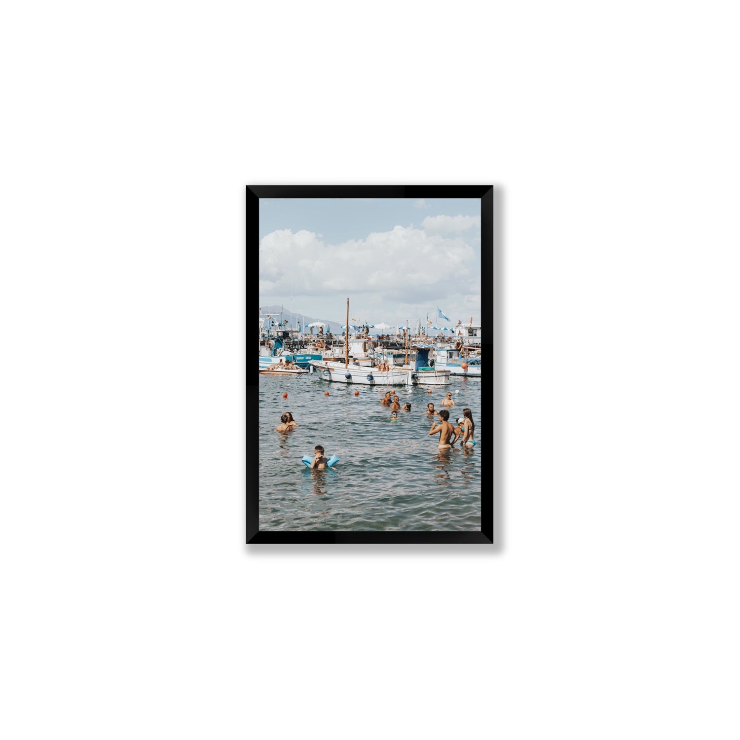 Vacanze Italiane Sorrento Italian coastal wall art Medium full-bleed fine art print in black frame