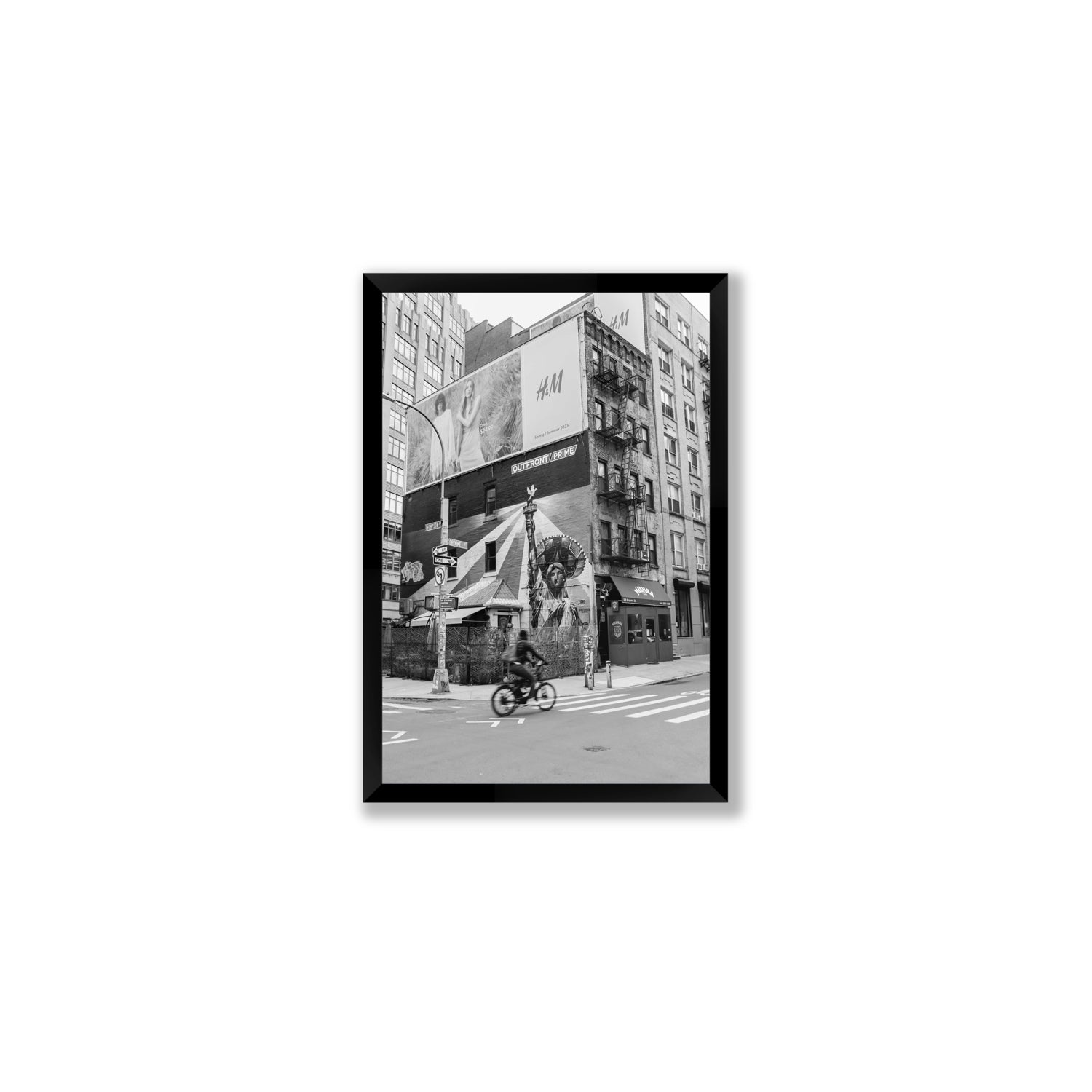Shadows Of Liberty New York NYC Black & White wall art Medium full-bleed fine art print in black frame