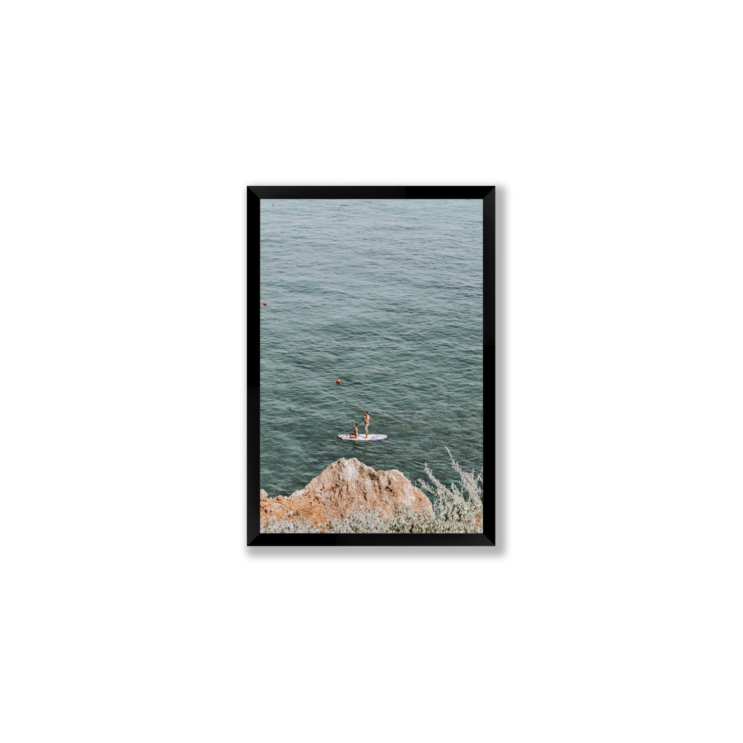 Into The Vibe Without Getting Wet Tuscany coastal wall art Medium full-bleed fine art print in black frame