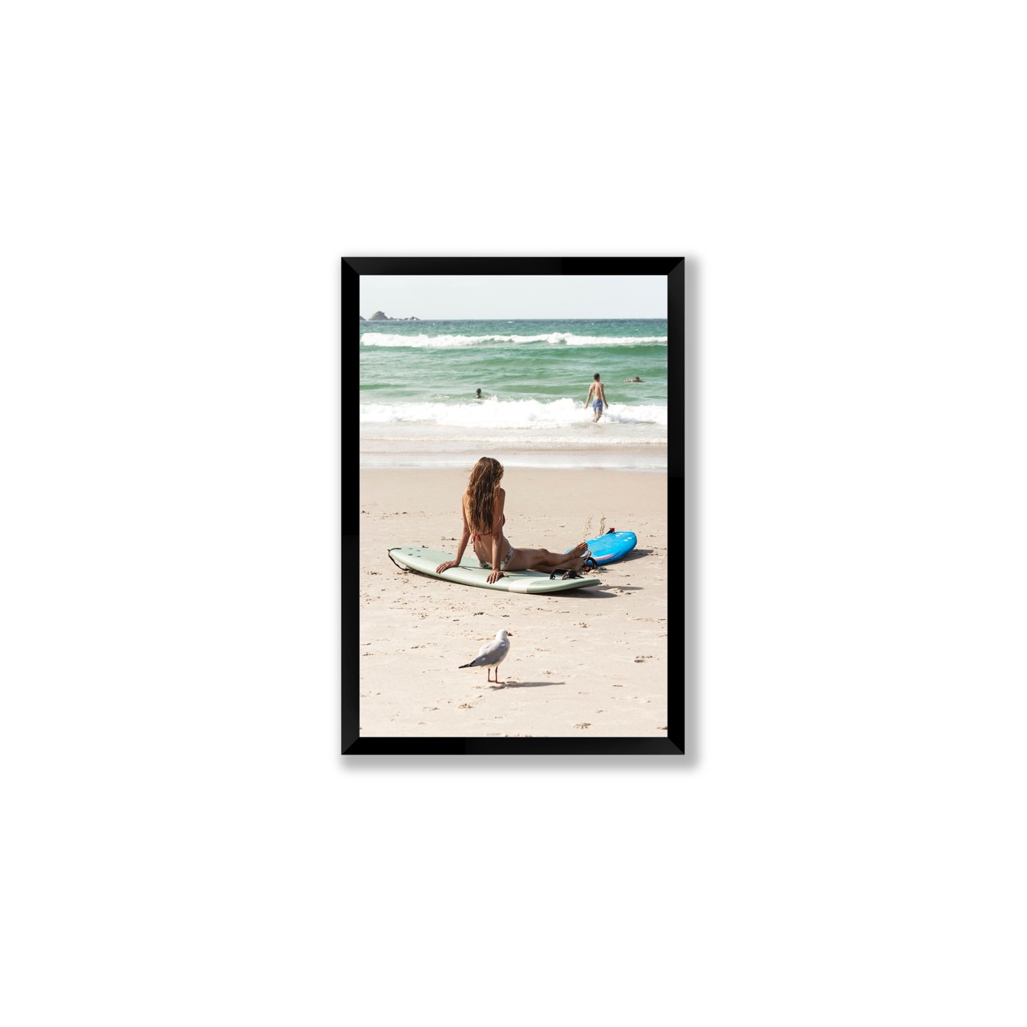 Carissa Byron Bay Surf coastal wall art Medium full-bleed fine art print in black frame