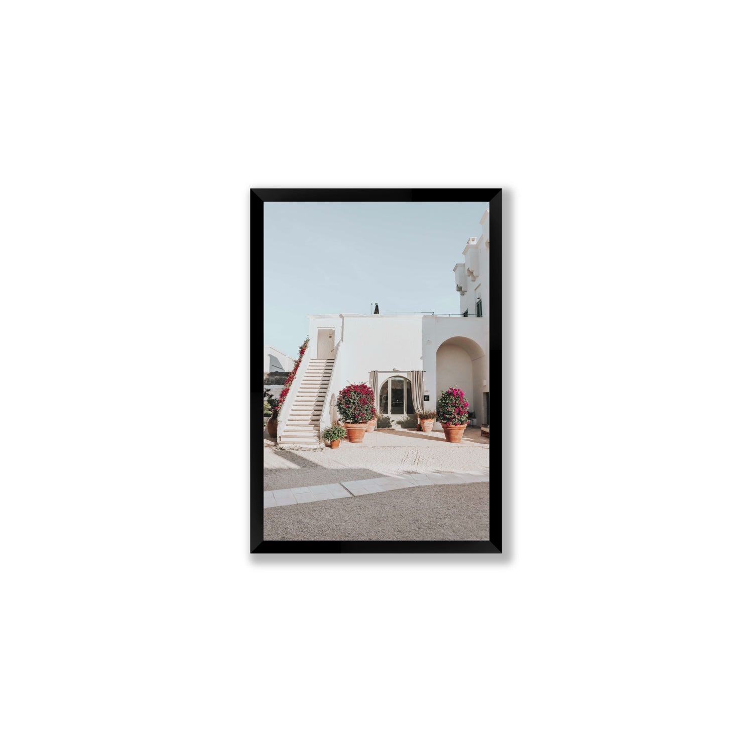 Scala Fiorita Puglia Mediterranean wall art Medium full-bleed fine art print in black frame