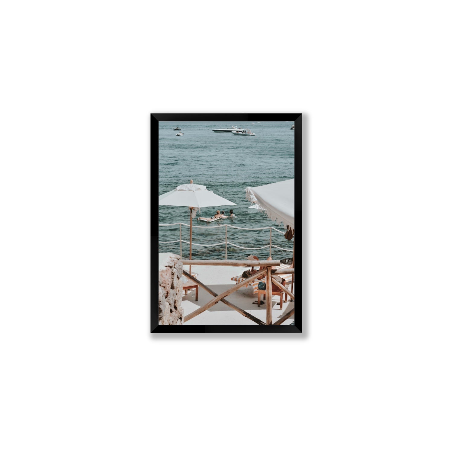 Hideaway Tuscany coastal Mediterranean wall art Medium full-bleed fine art print in black frame