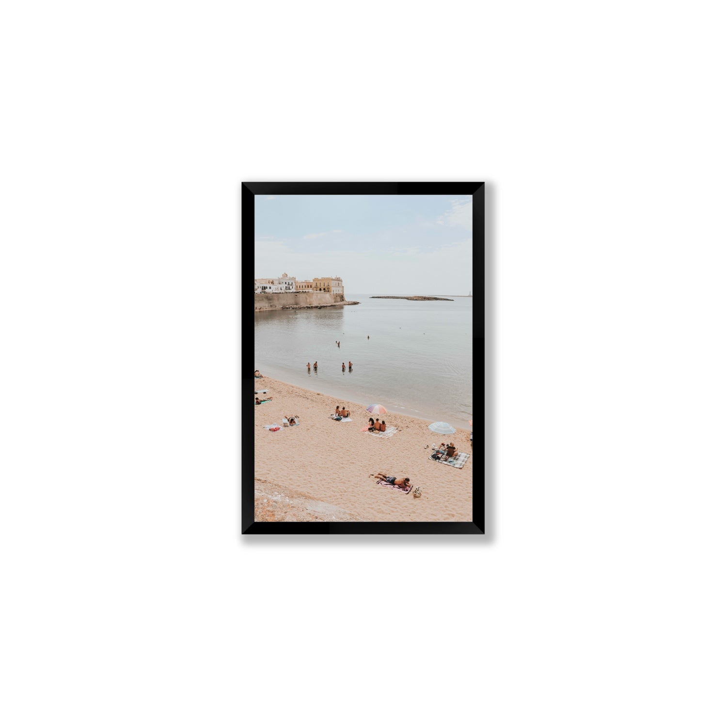 Spiaggia della Purita Puglia coastal art print Medium full-bleed fine art print in black frame