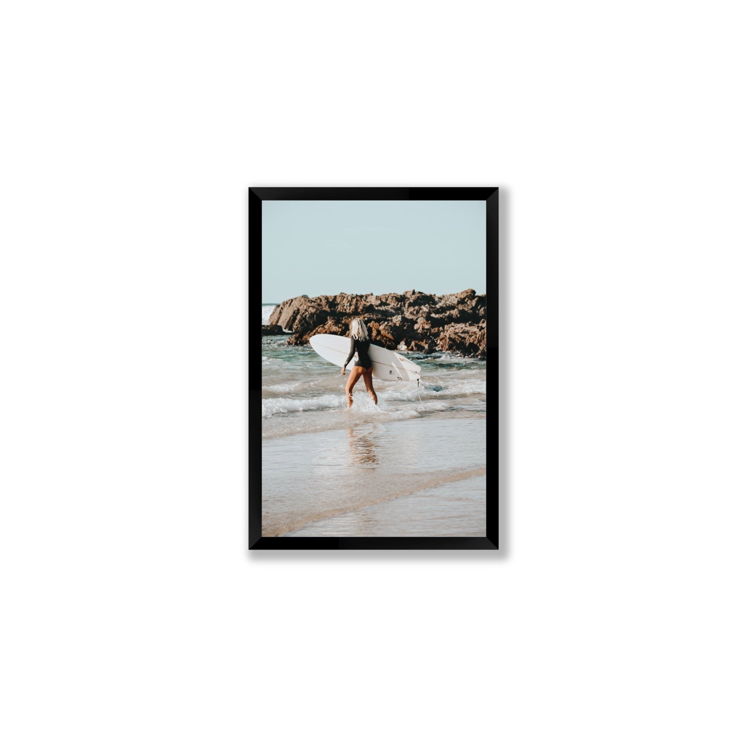 Bethany Byron Bay Surf coastal decor wall art Medium full-bleed fine art print in black frame