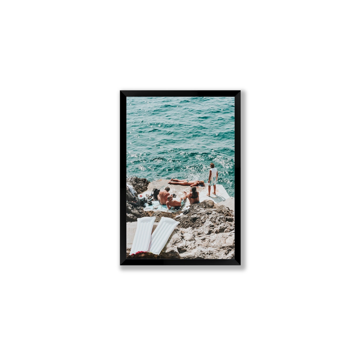Gli Amici Praiano Amalfi Coast coastal wall art Medium full-bleed fine art print in black frame