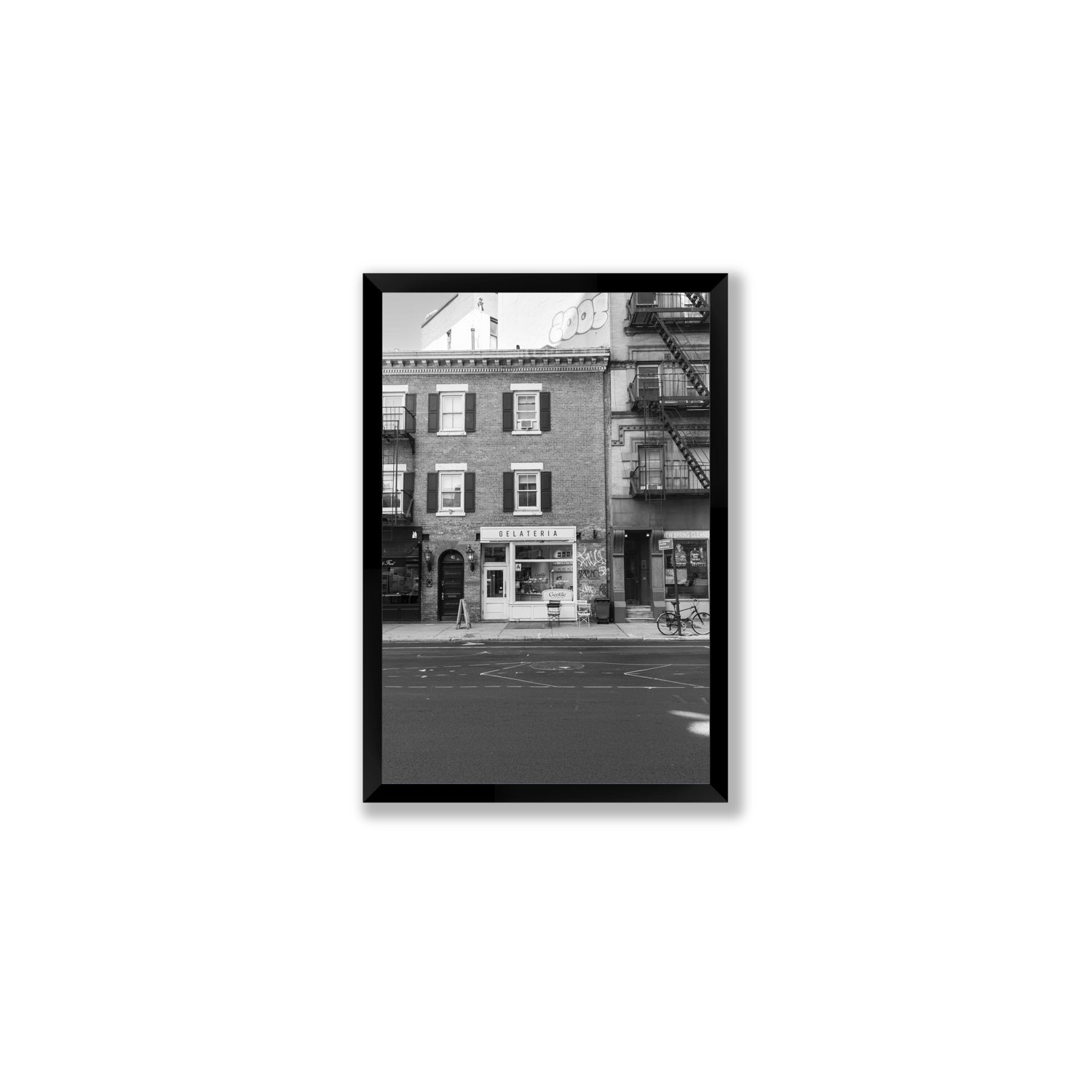 Gelateria New York NYC Black & White wall art Medium full-bleed fine art print in black frame