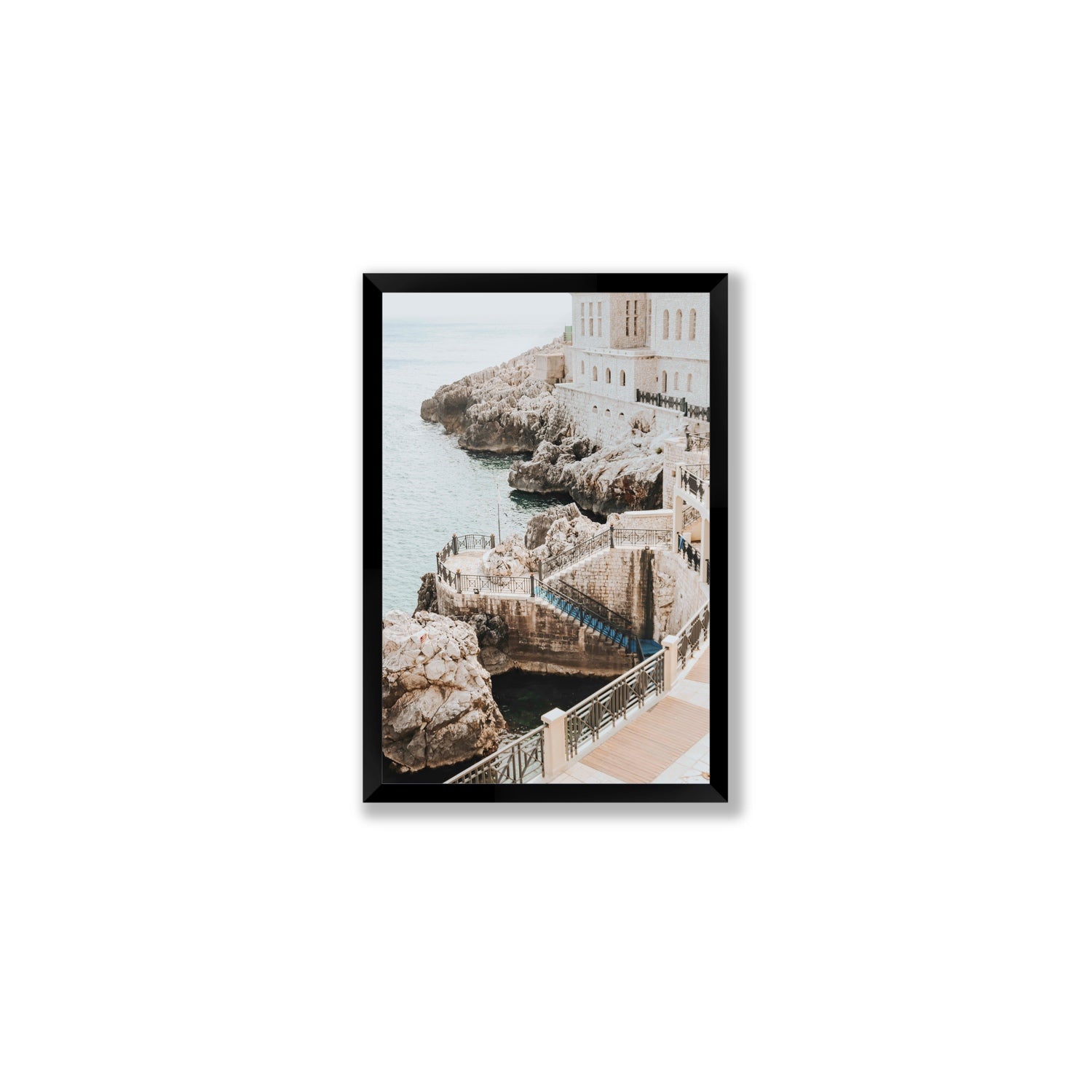 Wellness Centre Puglia coastal wall art Medium full-bleed fine art print in black frame