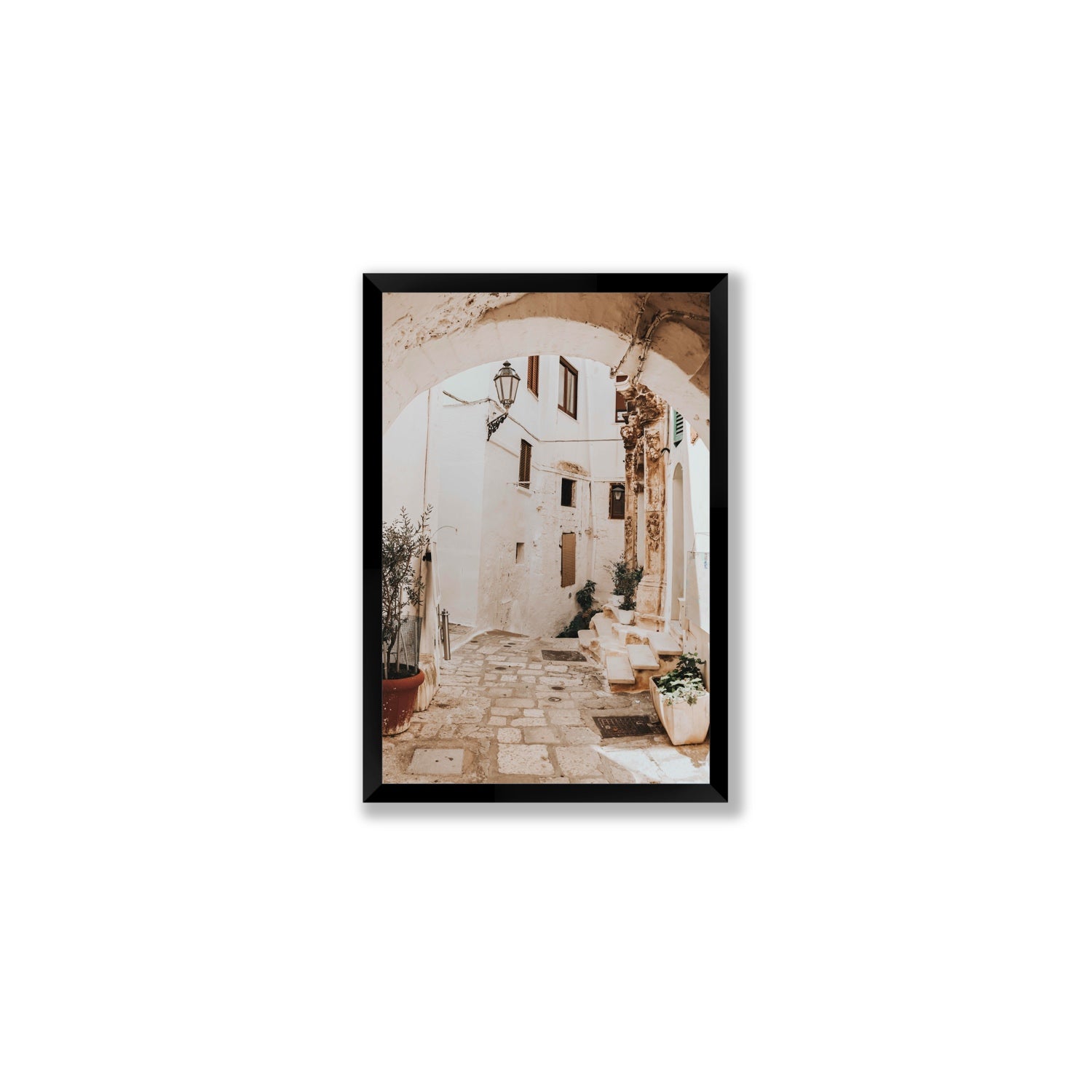 Pathway Wander Puglia Ostuni wall art Medium full-bleed fine art print in black frame