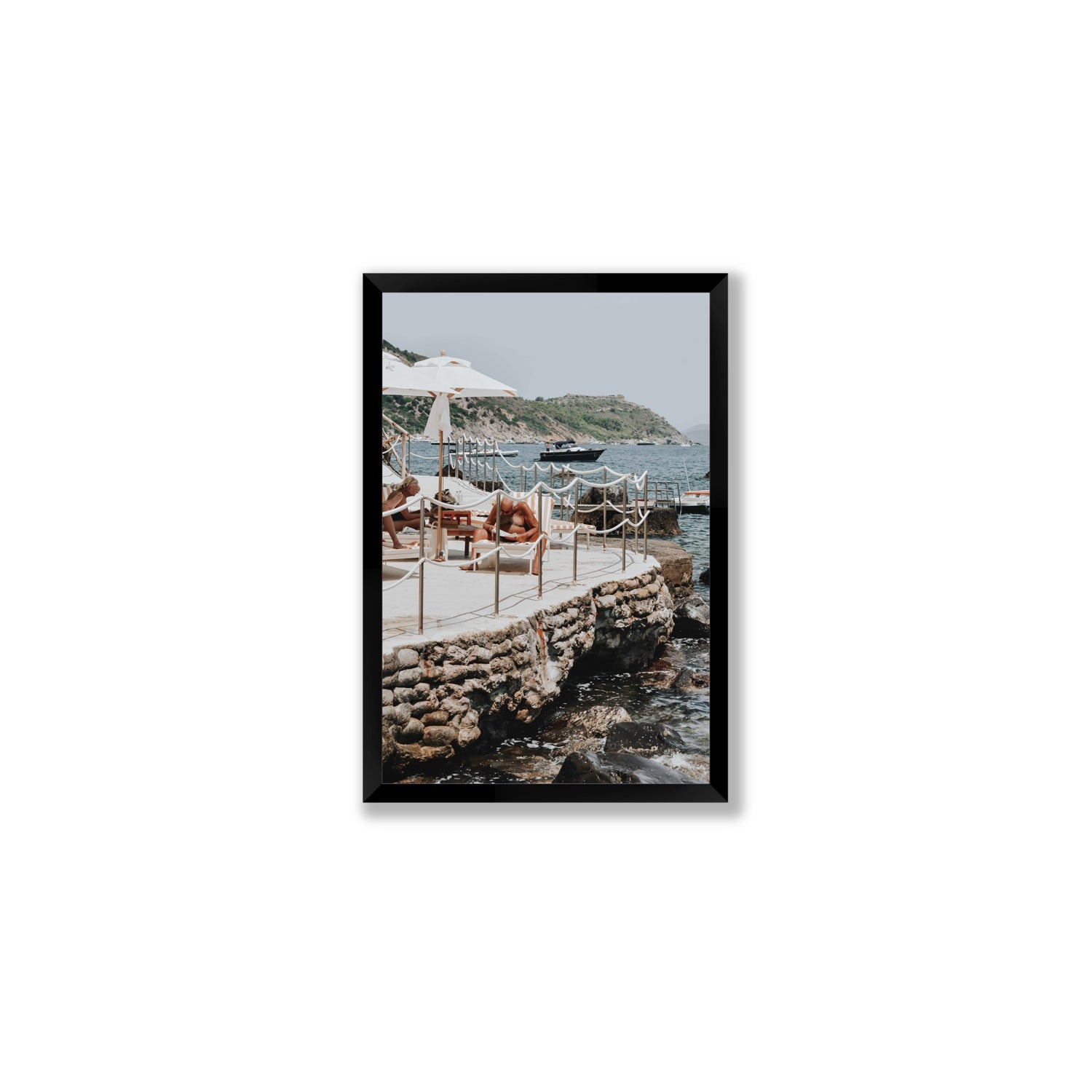 Nonno e Nonna Tuscany coastal Italian wall art Medium full-bleed fine art print in black frame
