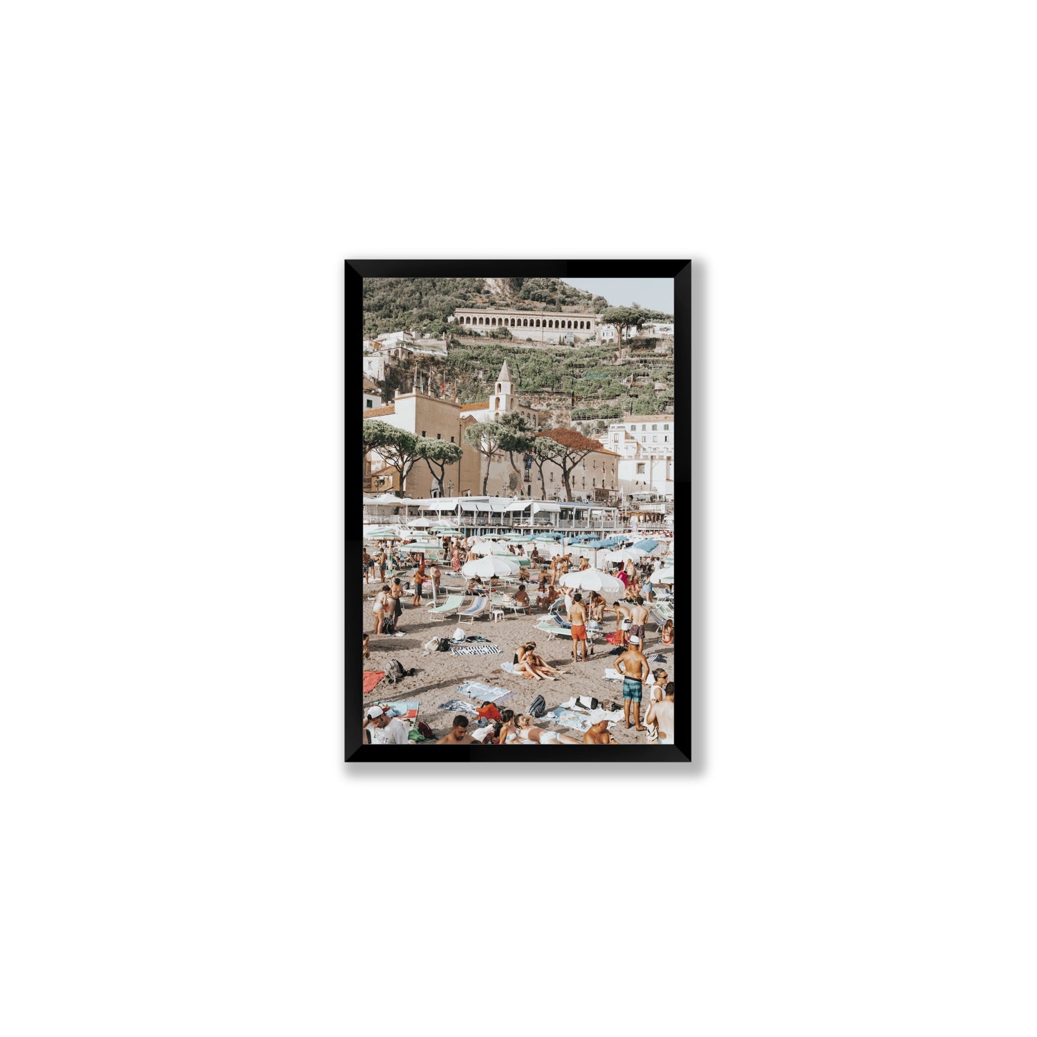 Festa In Spiaggia Amalfi coastal wall art Medium full-bleed fine art print in black frame